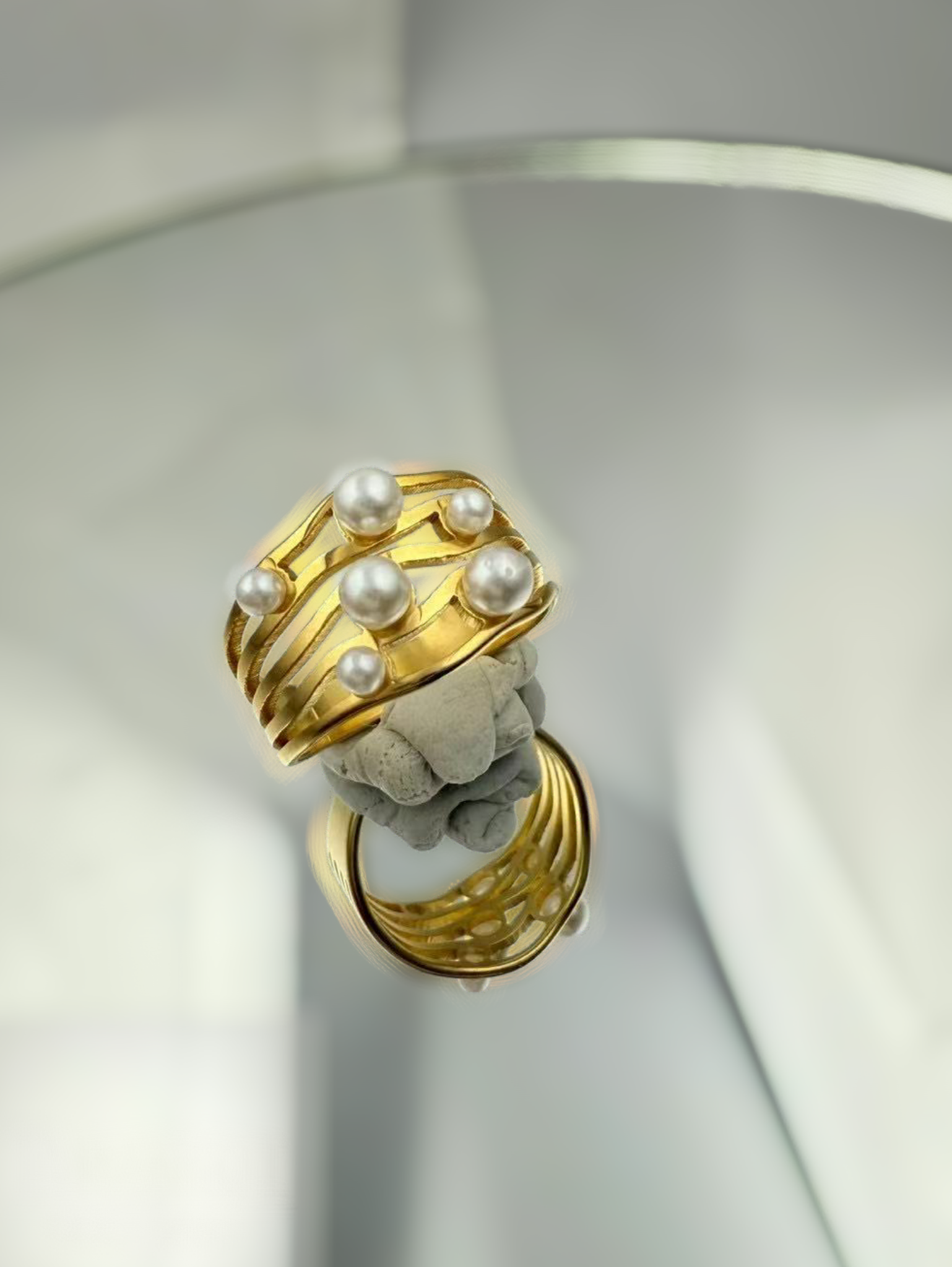 Gold-Plated Stainless Steel Ring – Unique Cultural Design
