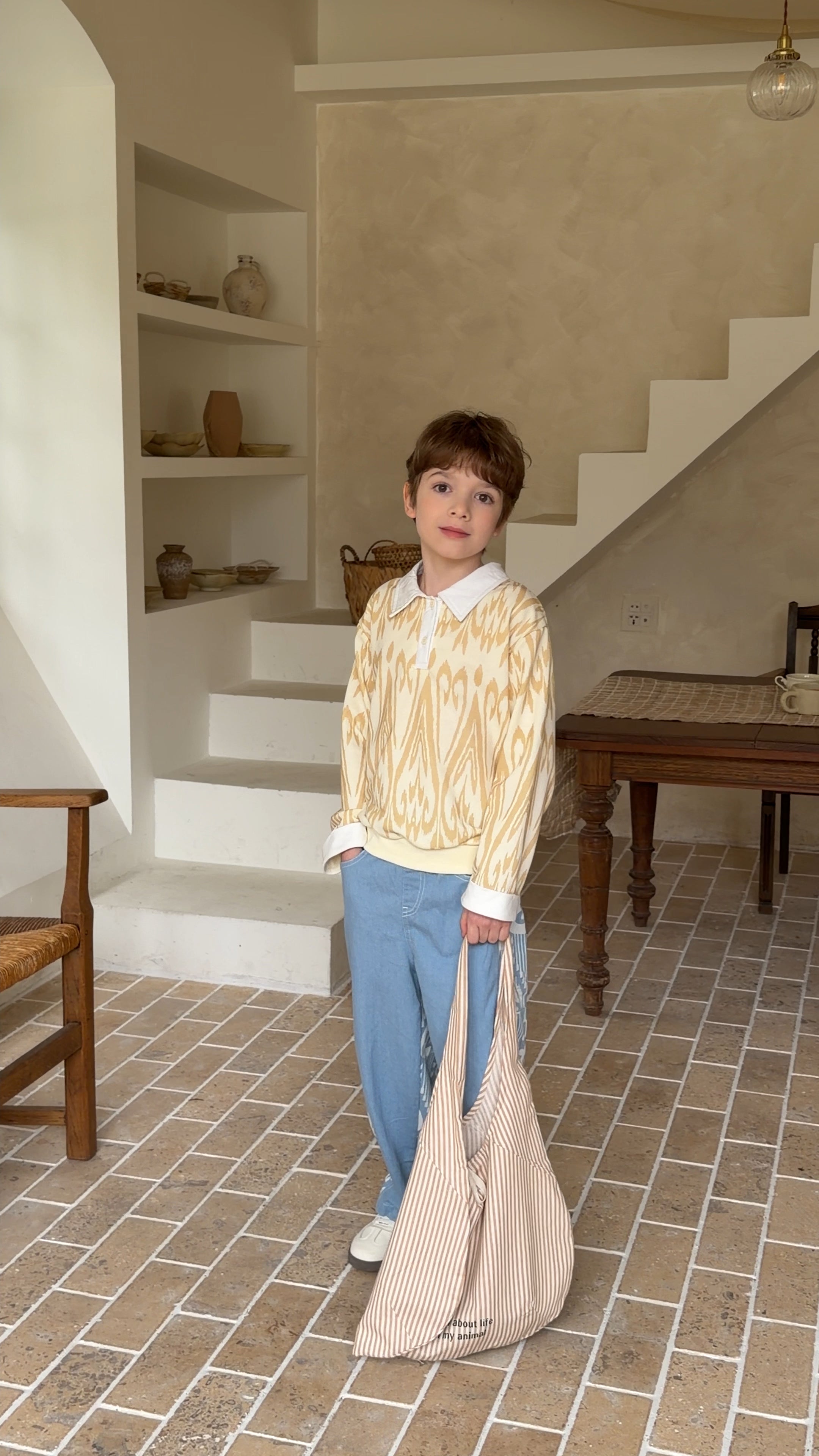 Kids Cotton Ikat Shirt – Unisex Boys & Girls Spring Summer Top