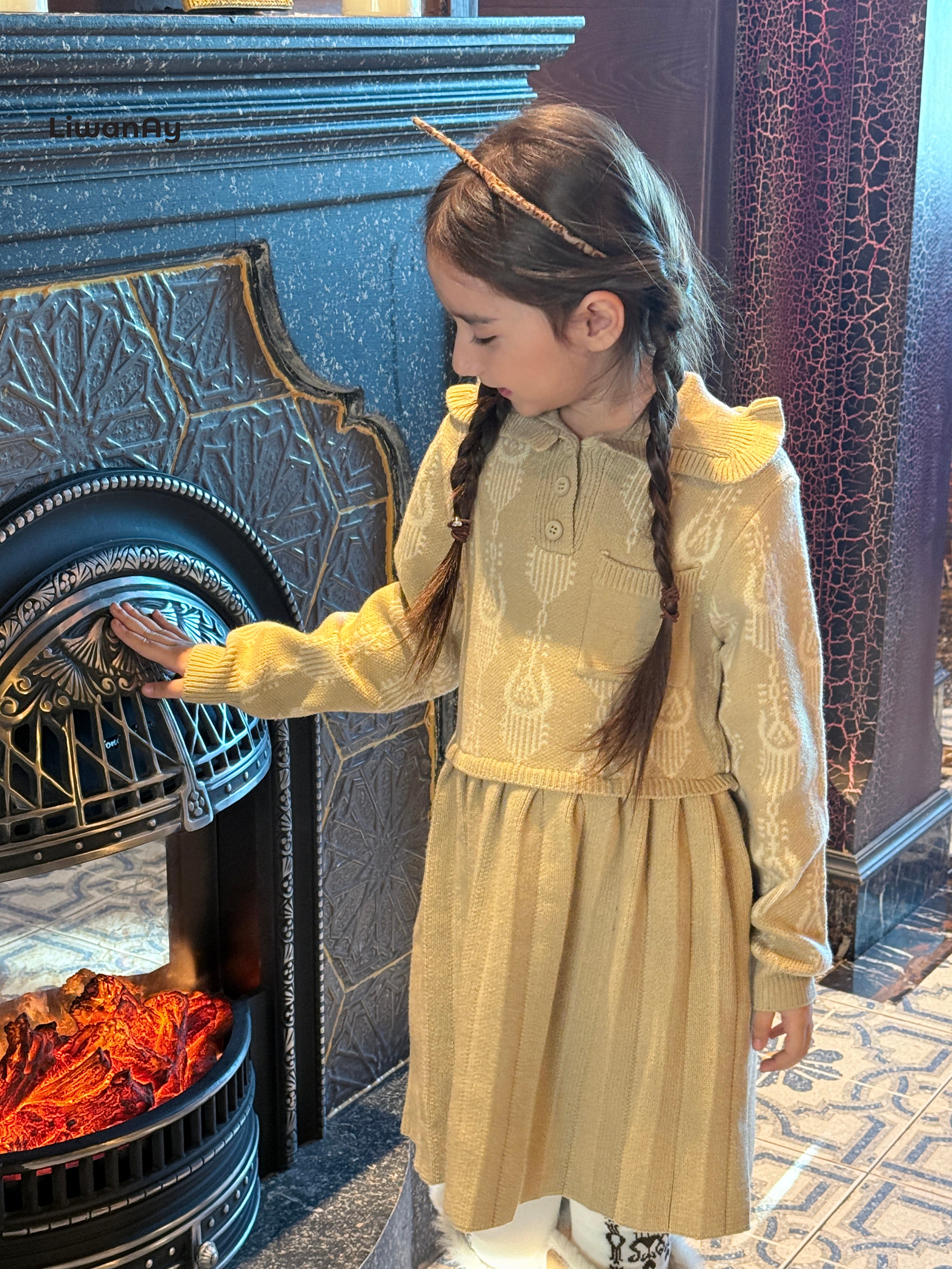 Atlas Knit Long Sleeve Dress for Girls