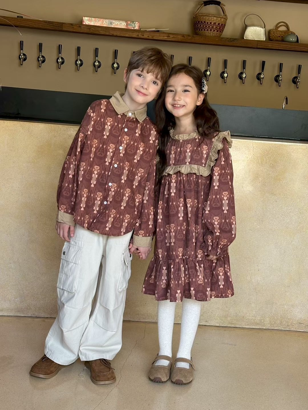 Atlas Cotton Shirt – Cultural Pattern Long Sleeve Shirt for Boys