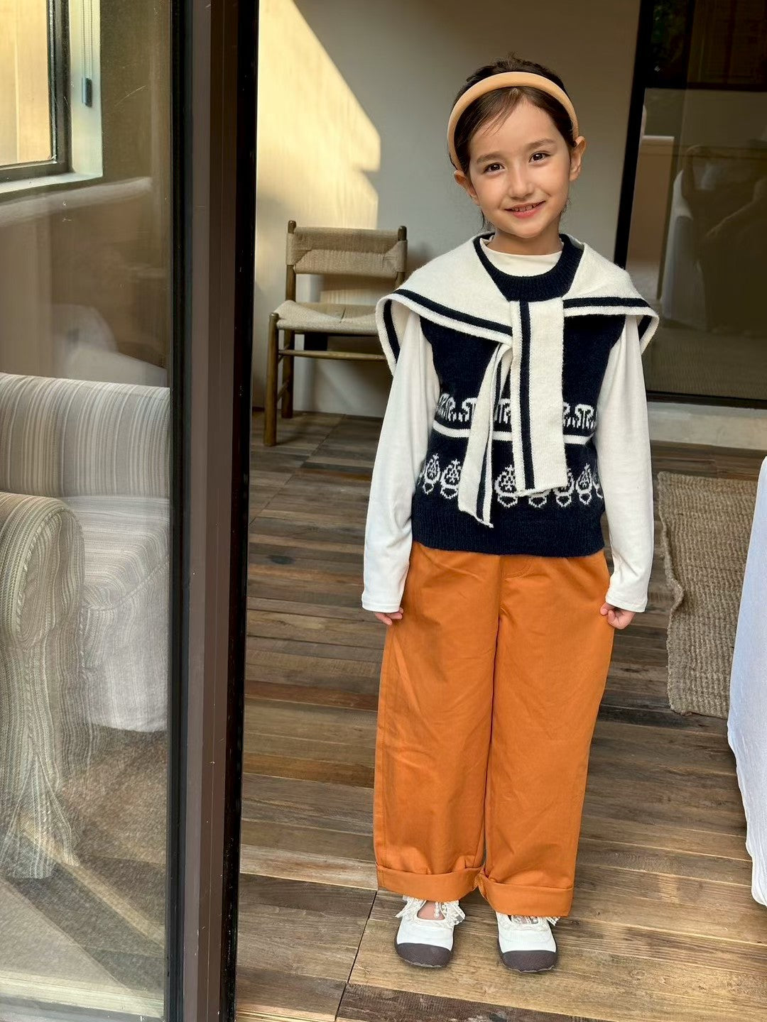 Unisex Black & White Ikat Knit Vest