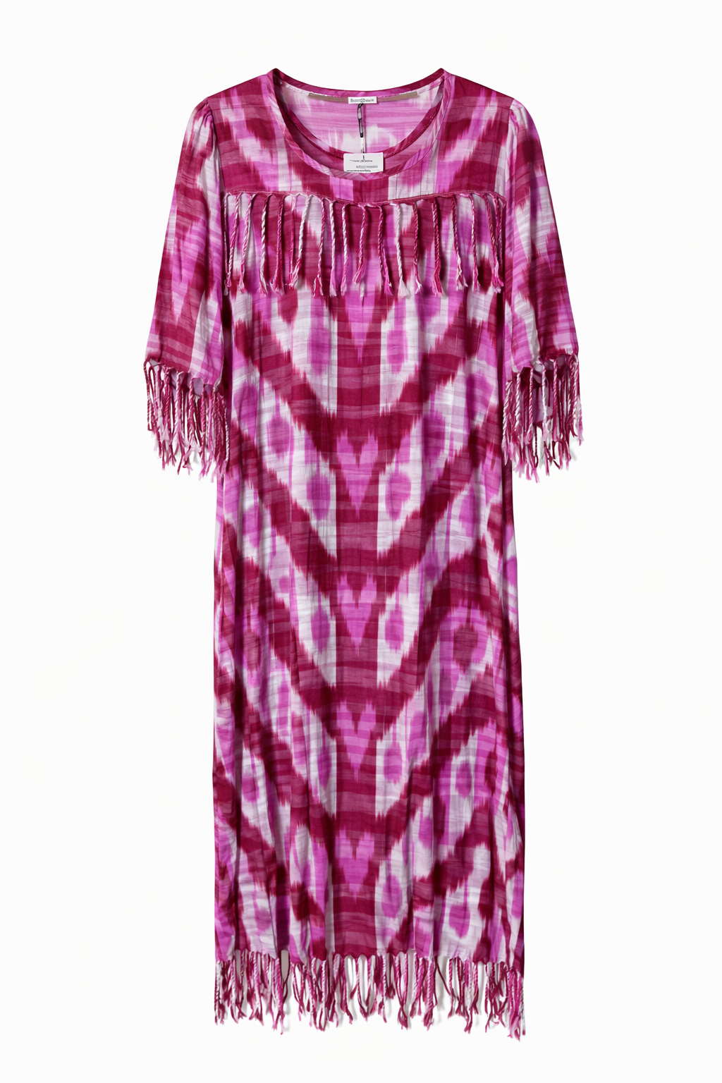 Hand-Dyed Magenta Maxi Dress – Flowy Cotton Comfort (Fits ≤75 kg)