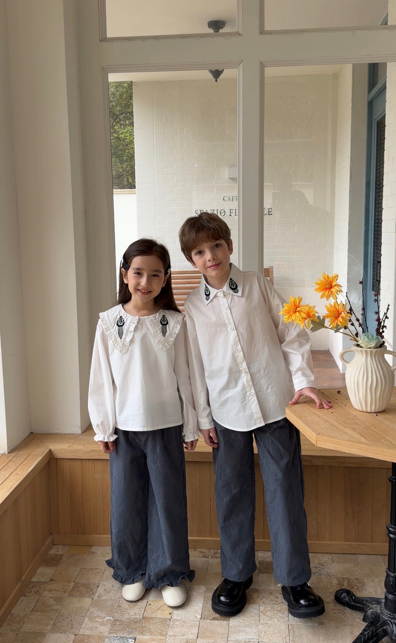Classic Embroidered Collar Shirt – Boys and girl's Collection