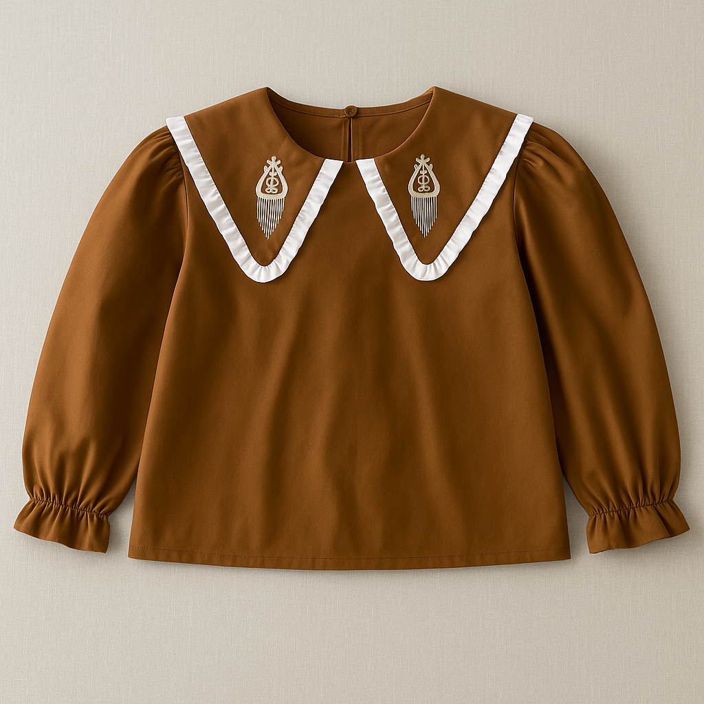 Embroidered Collar Blouse – Classic & Versatile