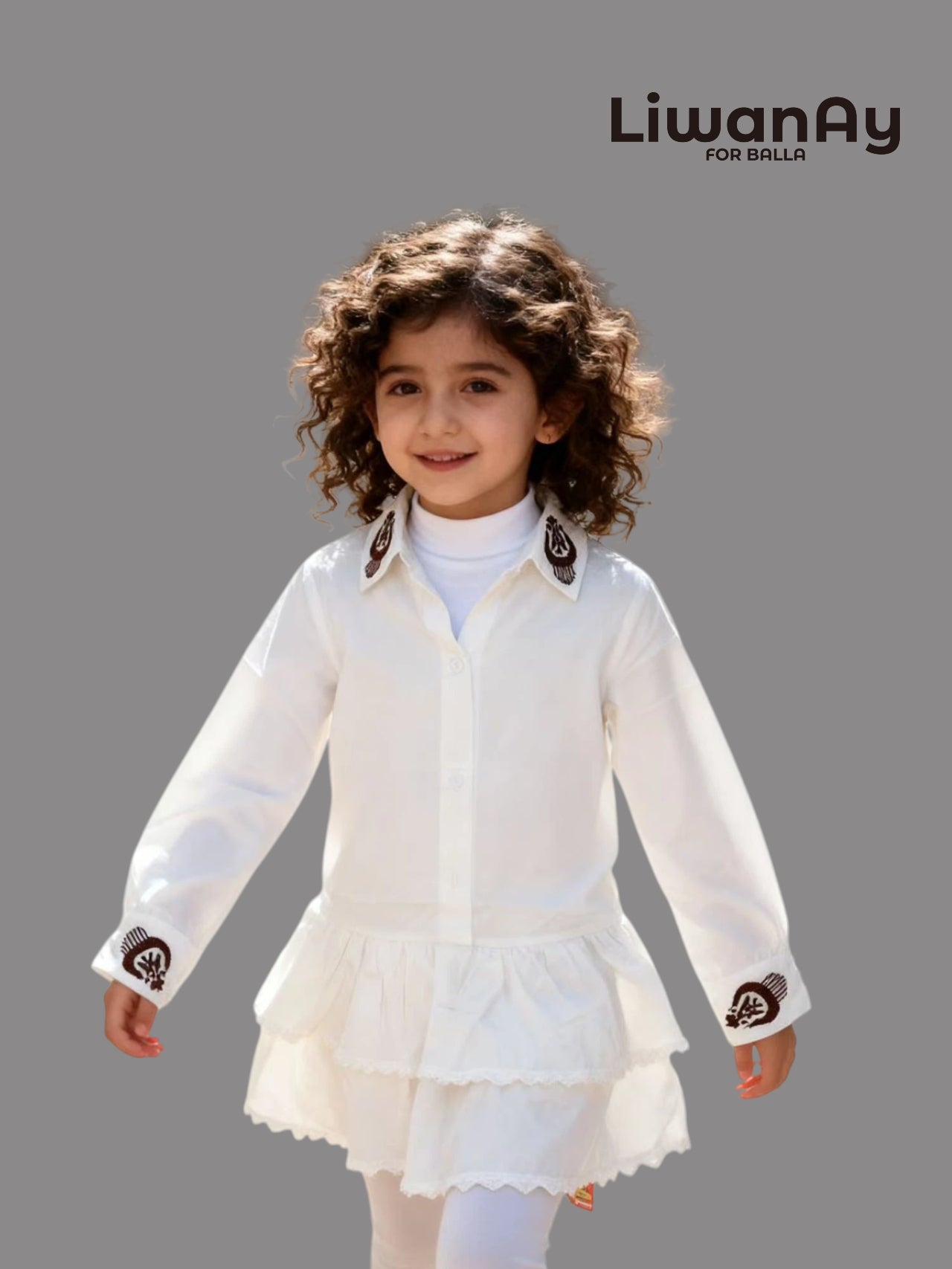 Embroidered Collar Tiered Dress Shirt – Elegant Everyday Style