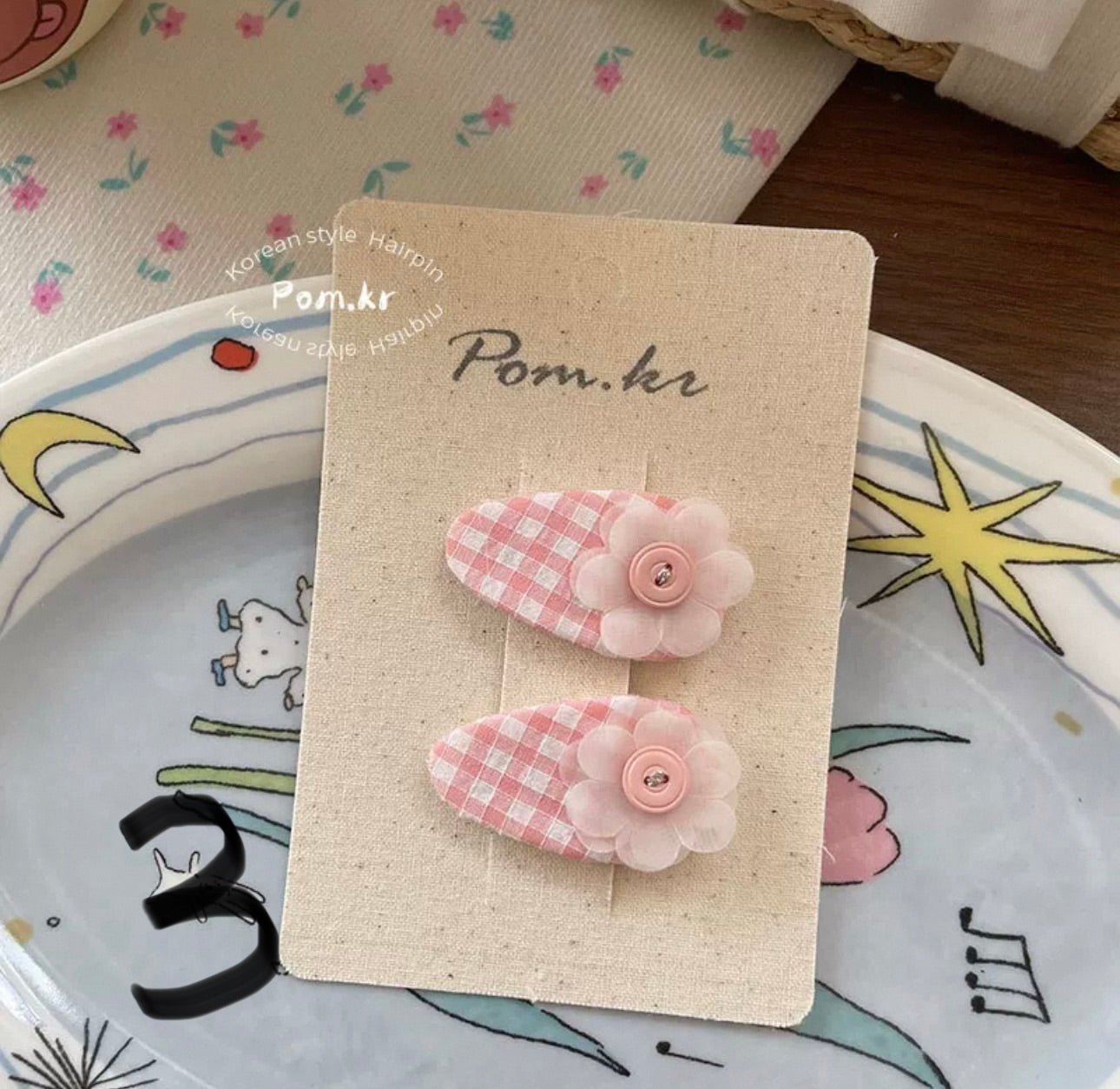 Sweet Korean-Style Fabric Hair Clips Set for Girls