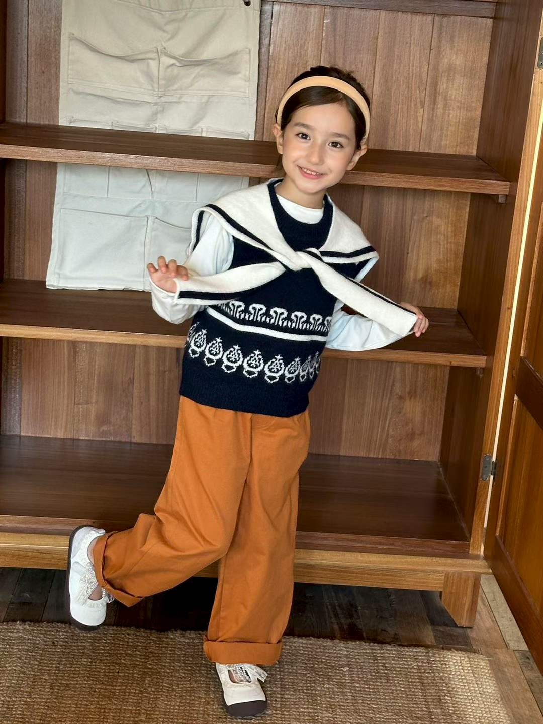 Unisex Black & White Ikat Knit Vest