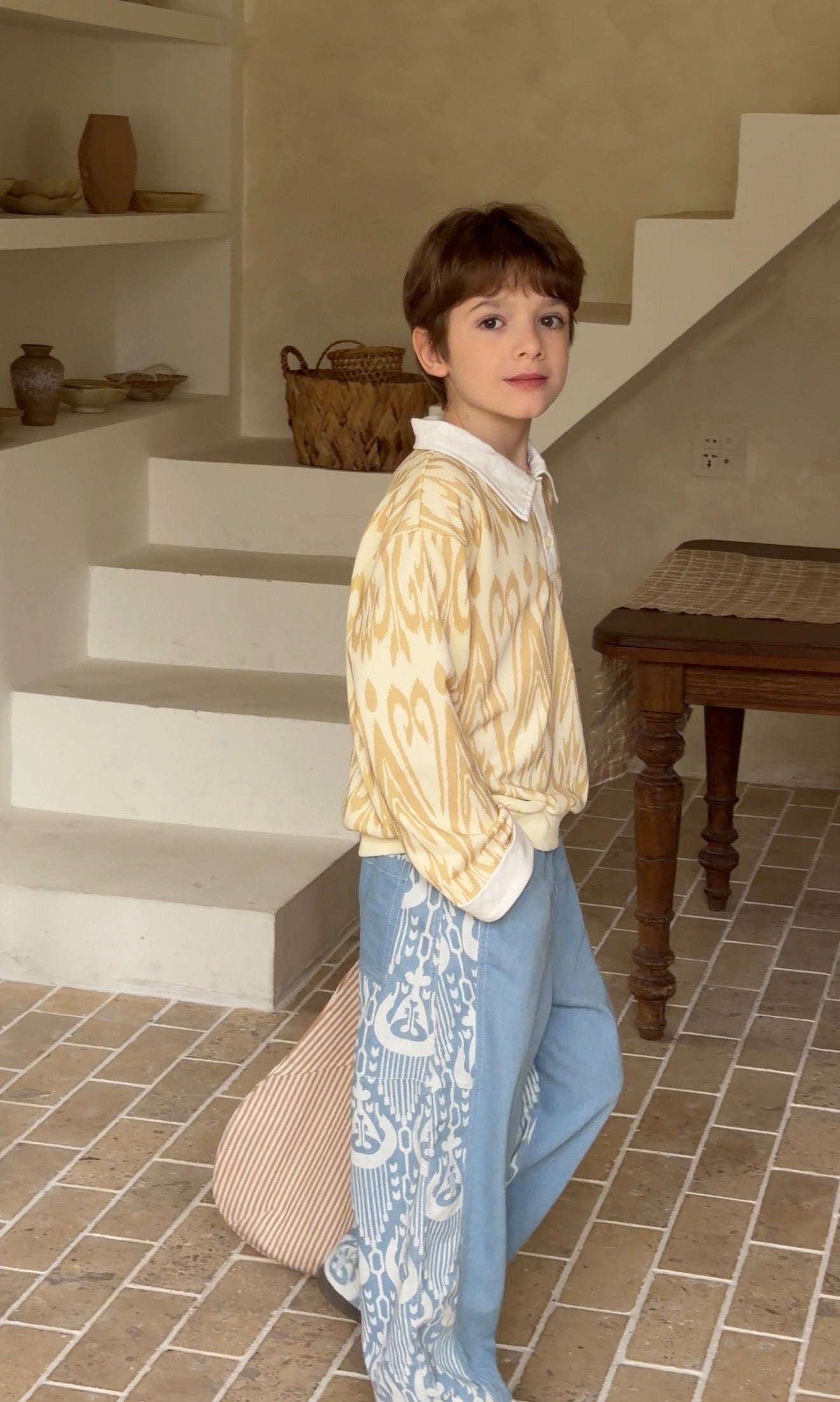 Blue Ikat Denim Pants