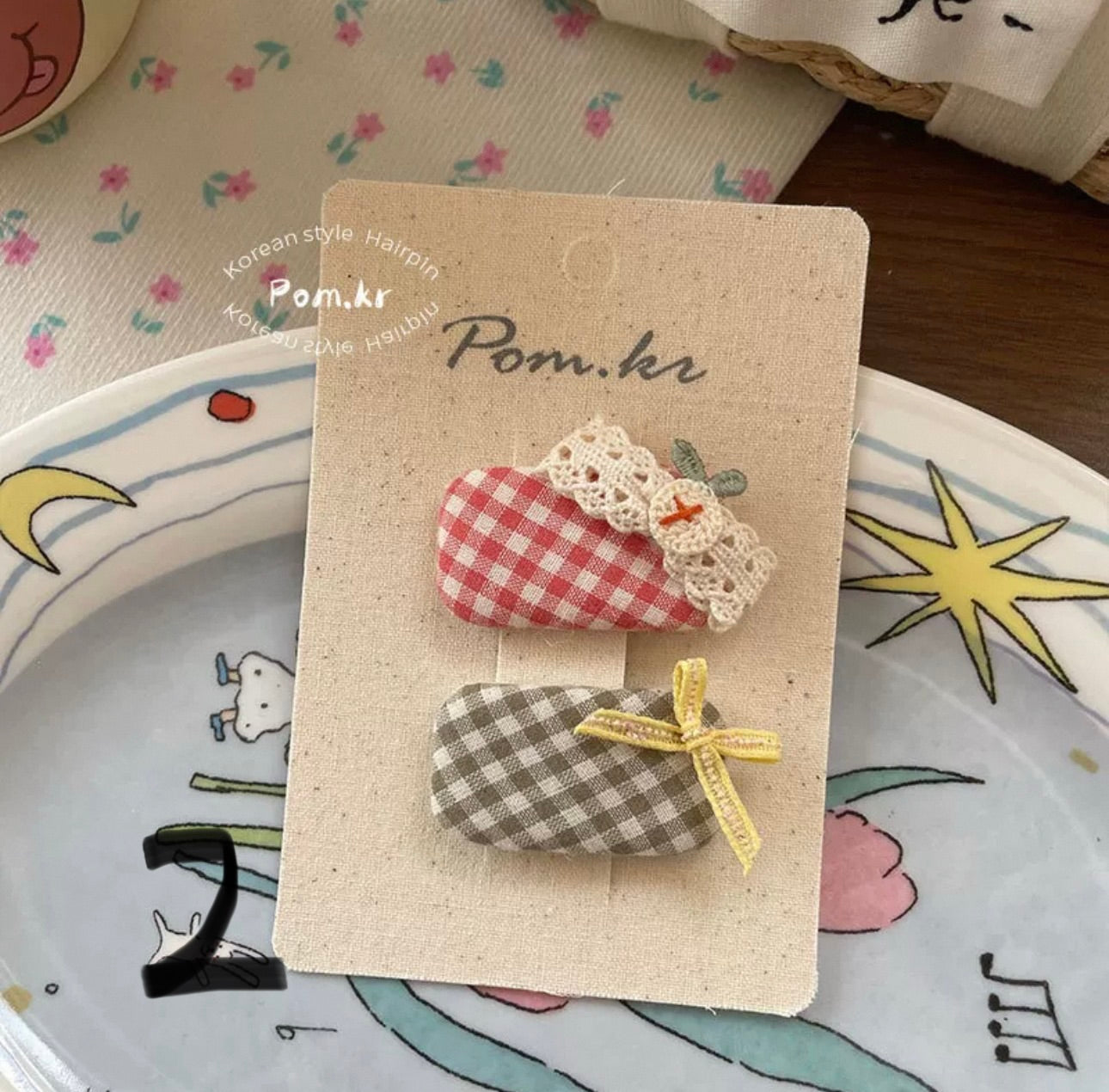 Sweet Korean-Style Fabric Hair Clips Set for Girls