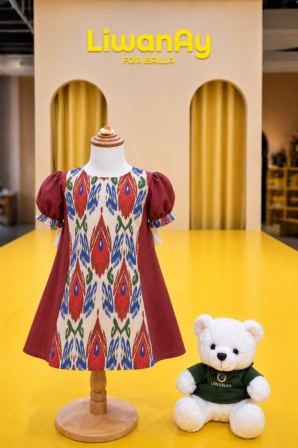 Princess Bow Ikat Dress – Royal Red Atlas Edition