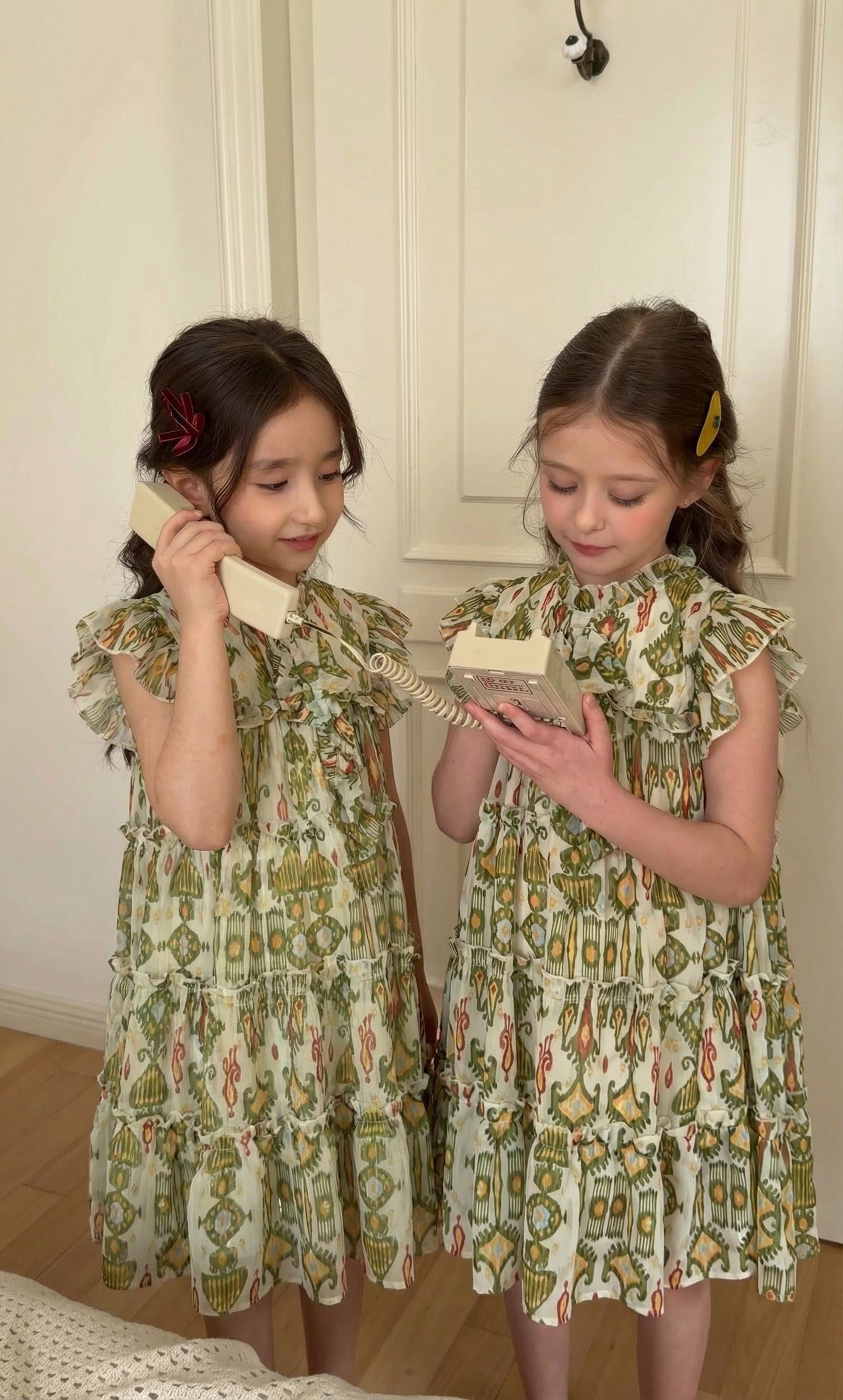 Girls' Tiered Cotton Dress – Atlas Ikat Print