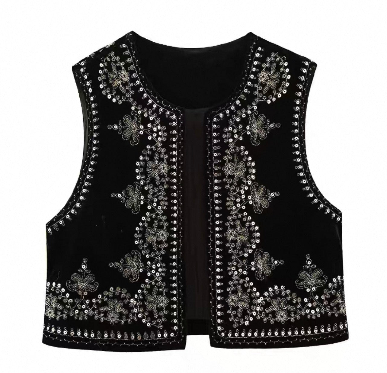 Embroidered Beaded Vest – Ethnic Vintage Style (One Size) 1