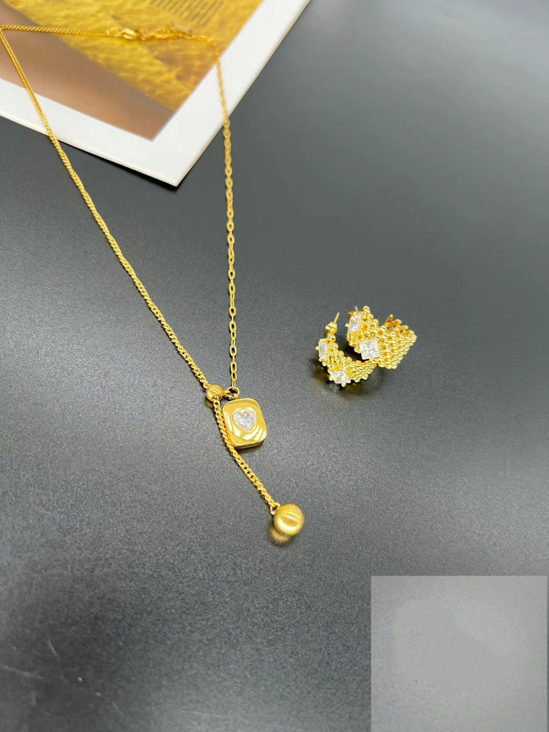 Gold Color Stainless Steel Fringe Necklace – Statement Beaded Design(42)