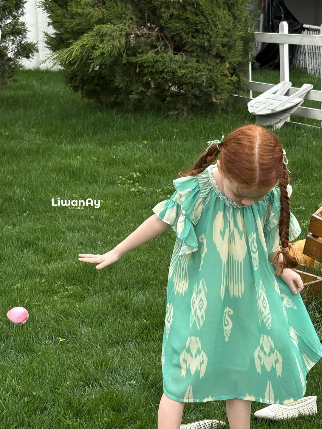 Mint Green Flutter Sleeve Ikat Dress – Liwanay Kids