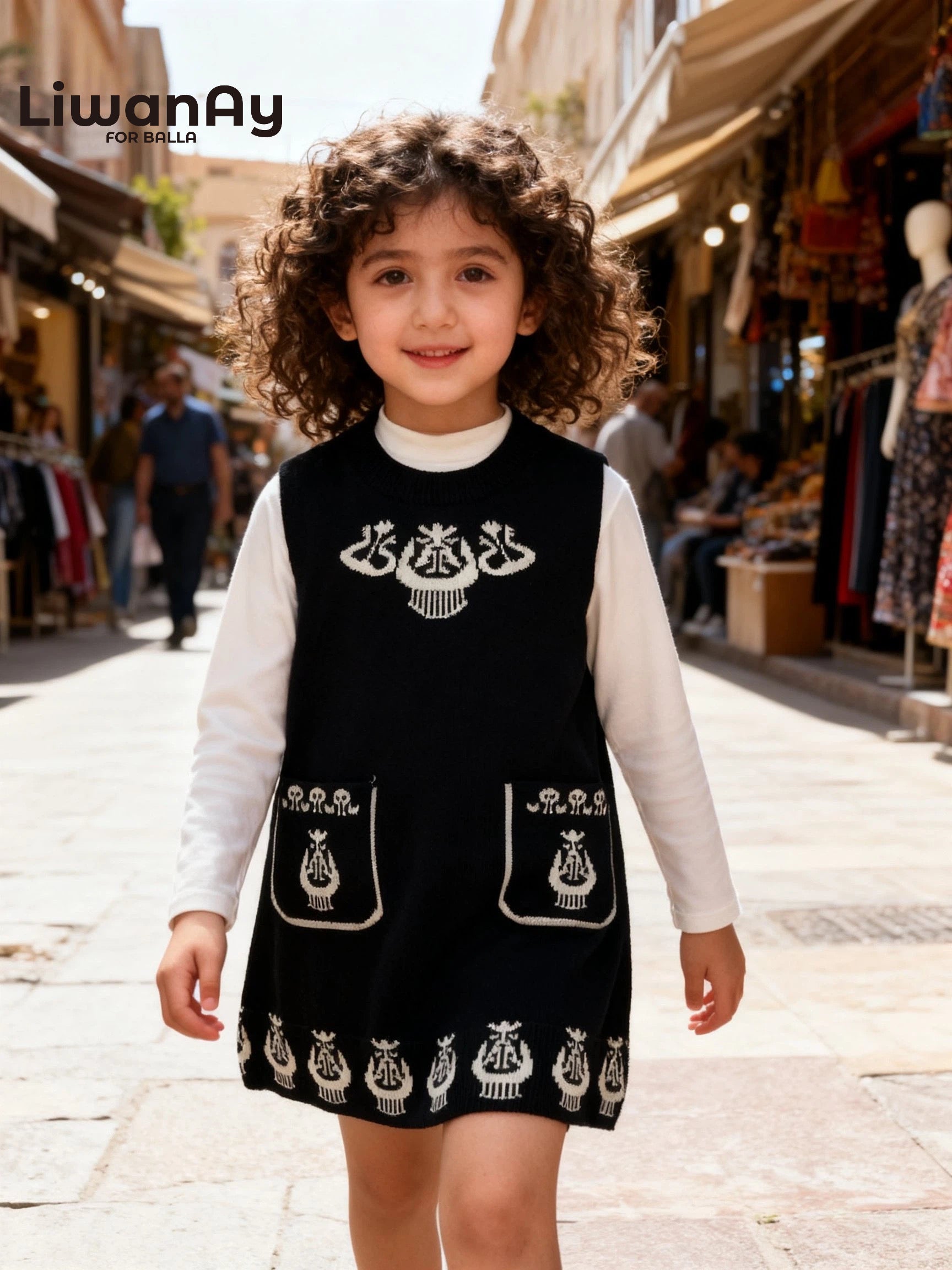 Atlas Knit Dress – Cultural Pattern Black