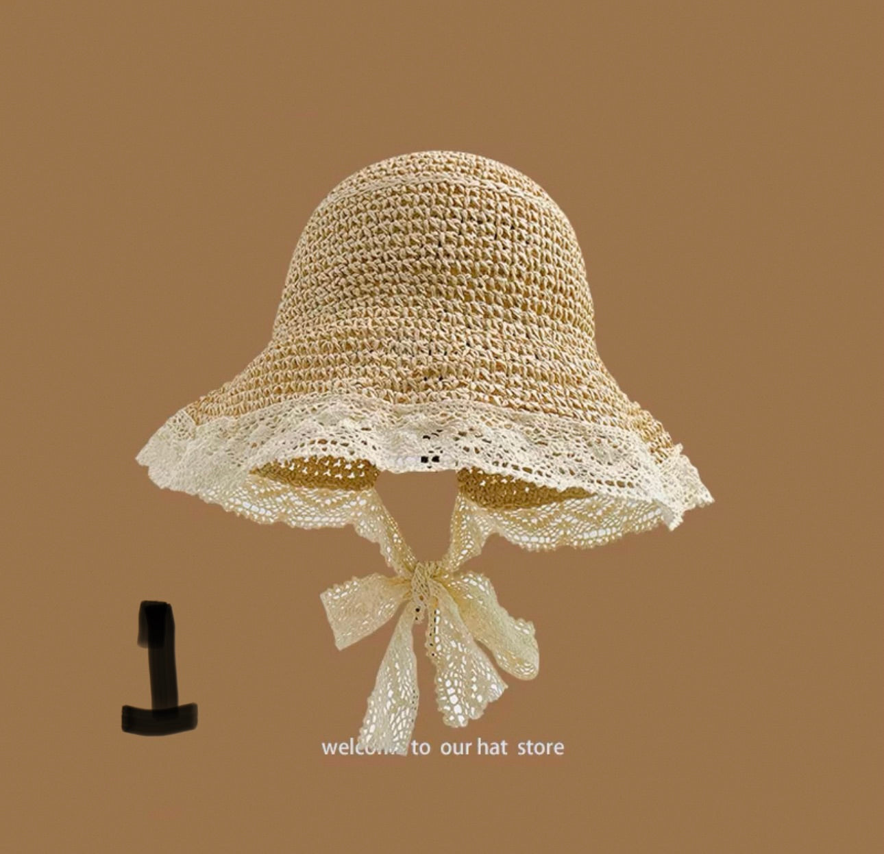 girls’ Woven Straw Sun Hat – Cute Summer Beach Style (Size 56-58cm)