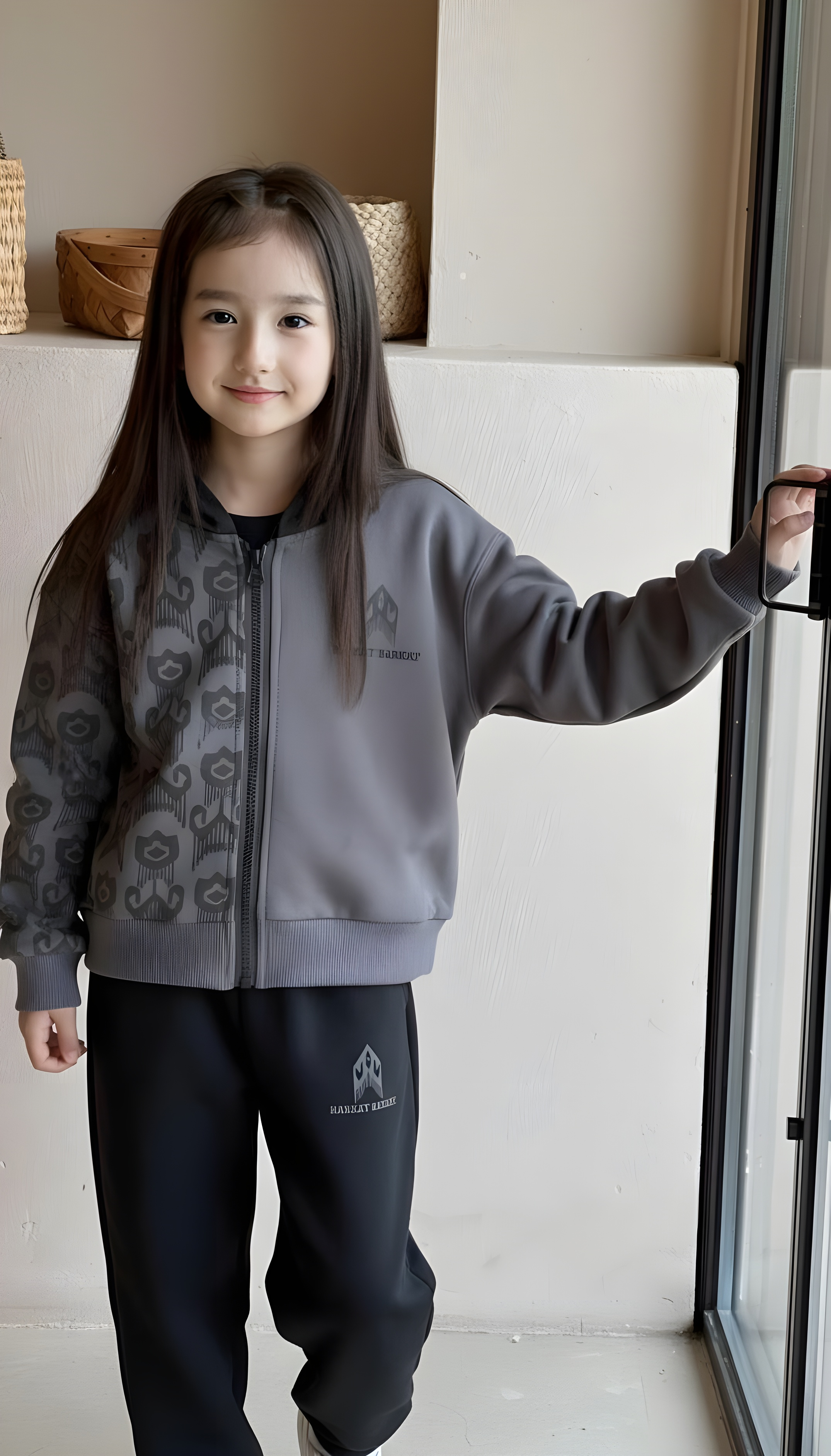 Charcoal Ikat Zip Hoodie Set