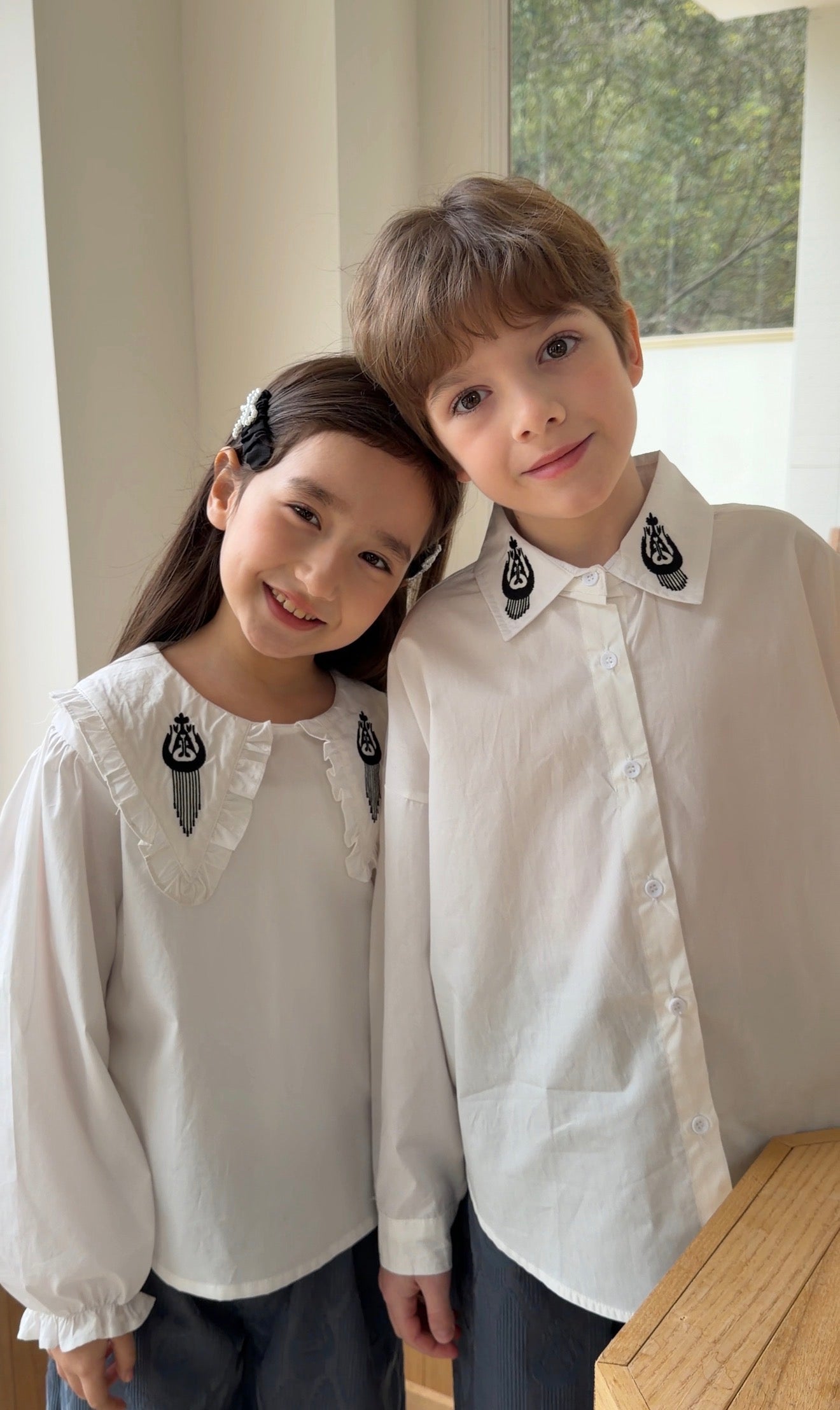 Classic Embroidered Collar Shirt – Boys and girl's Collection