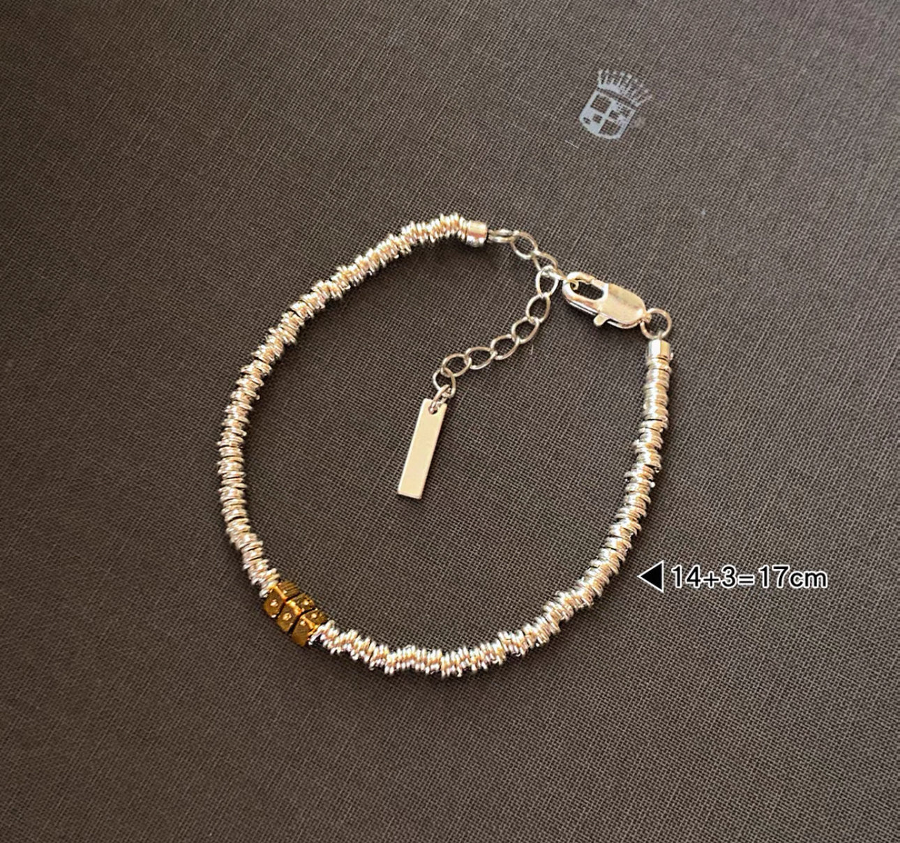 Silver Coil Bracelet with Gold Accent Beads(15)