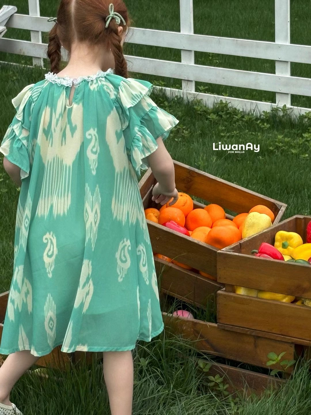 Mint Green Flutter Sleeve Ikat Dress – Liwanay Kids