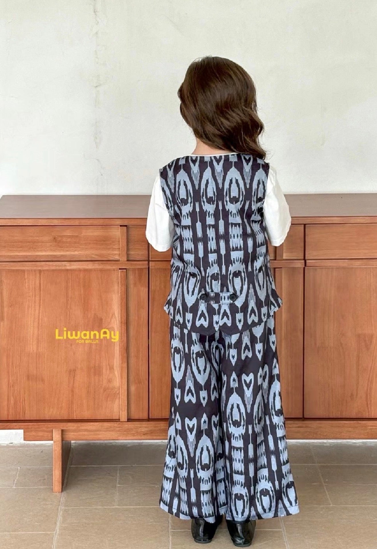 Kids Ikat 3-Piece Outfit Set – Cotton Lounge Set with Atlas Pattern