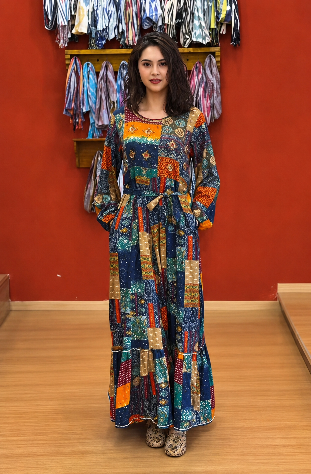 Patchwork Pearl Maxi Dress