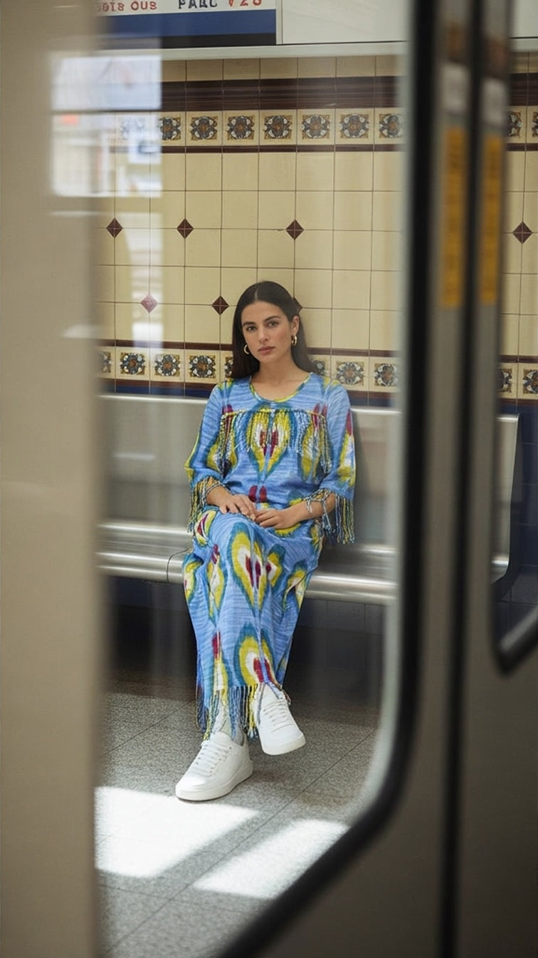 Hand-Dyed Magenta Maxi Dress – Flowy Cotton Comfort (Fits ≤75 kg)