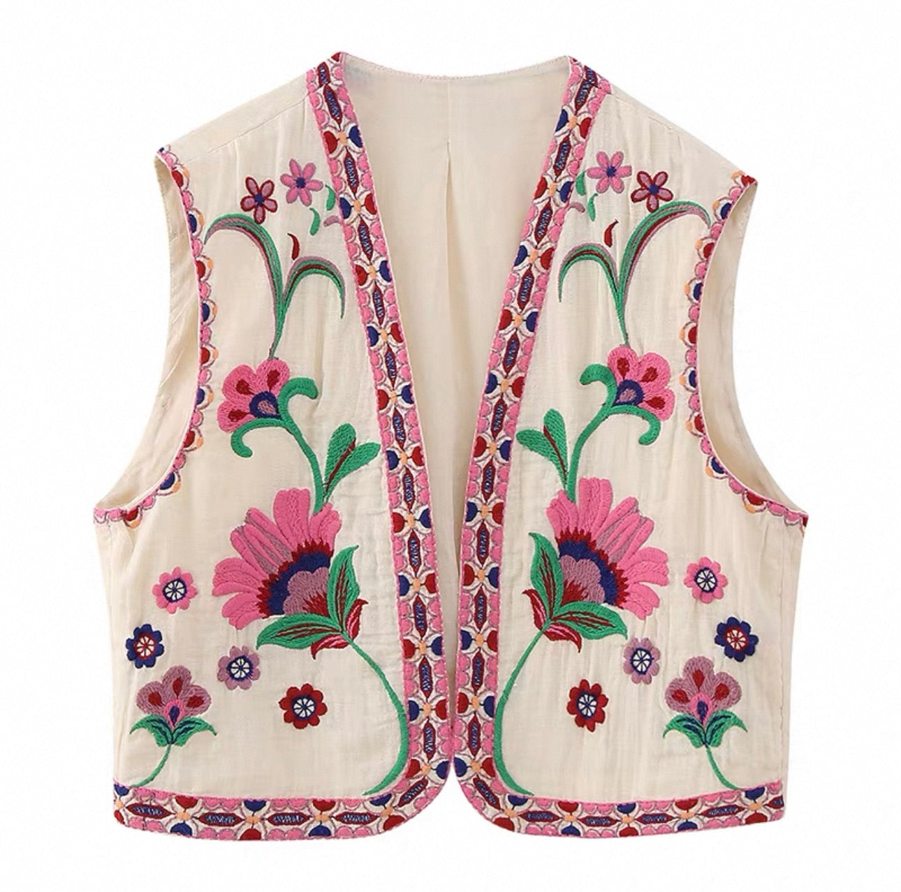 Embroidered Beaded Vest – Ethnic Vintage Style (One Size) 3