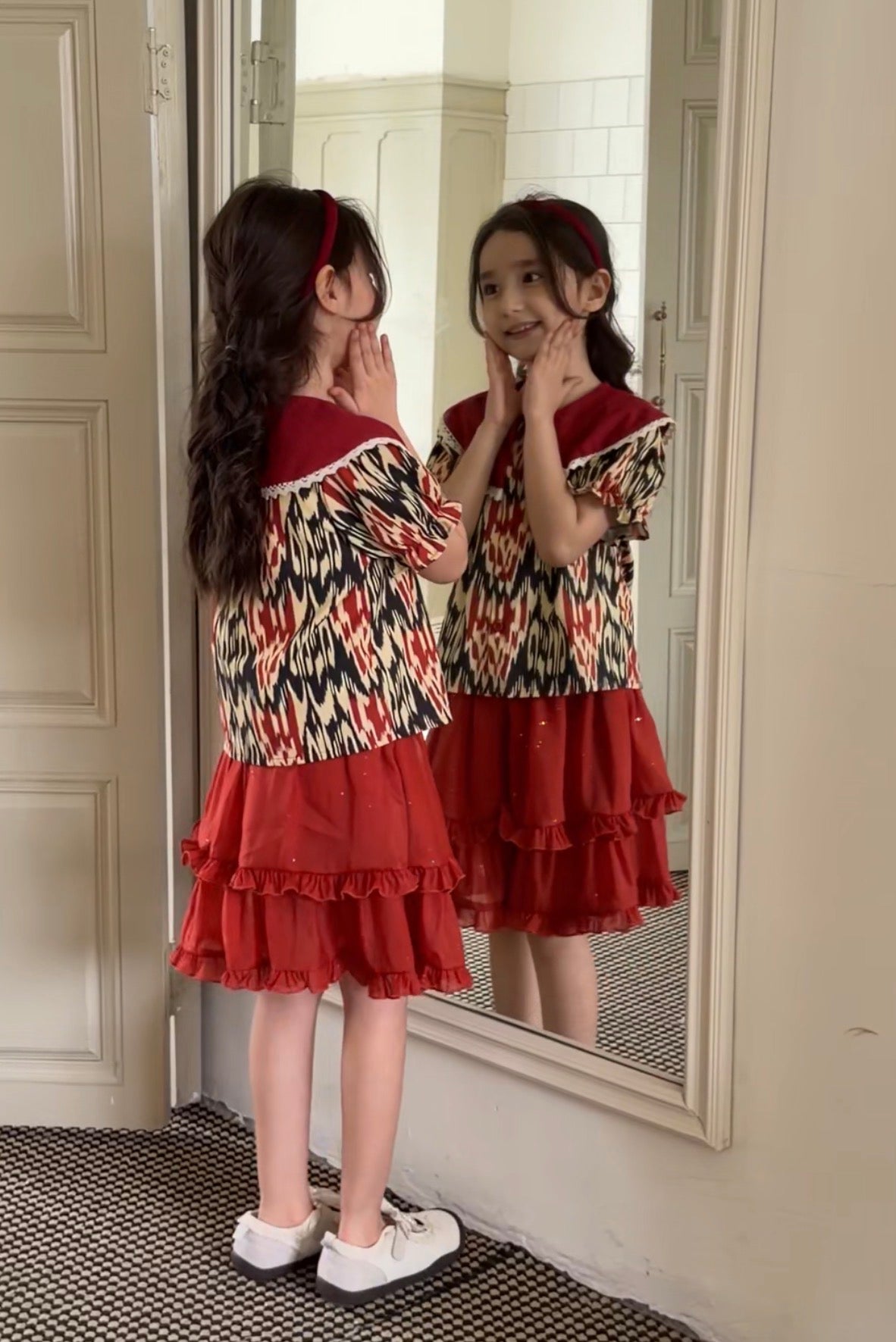 Atlas Ikat Two-Piece Set – Vintage Red Edition