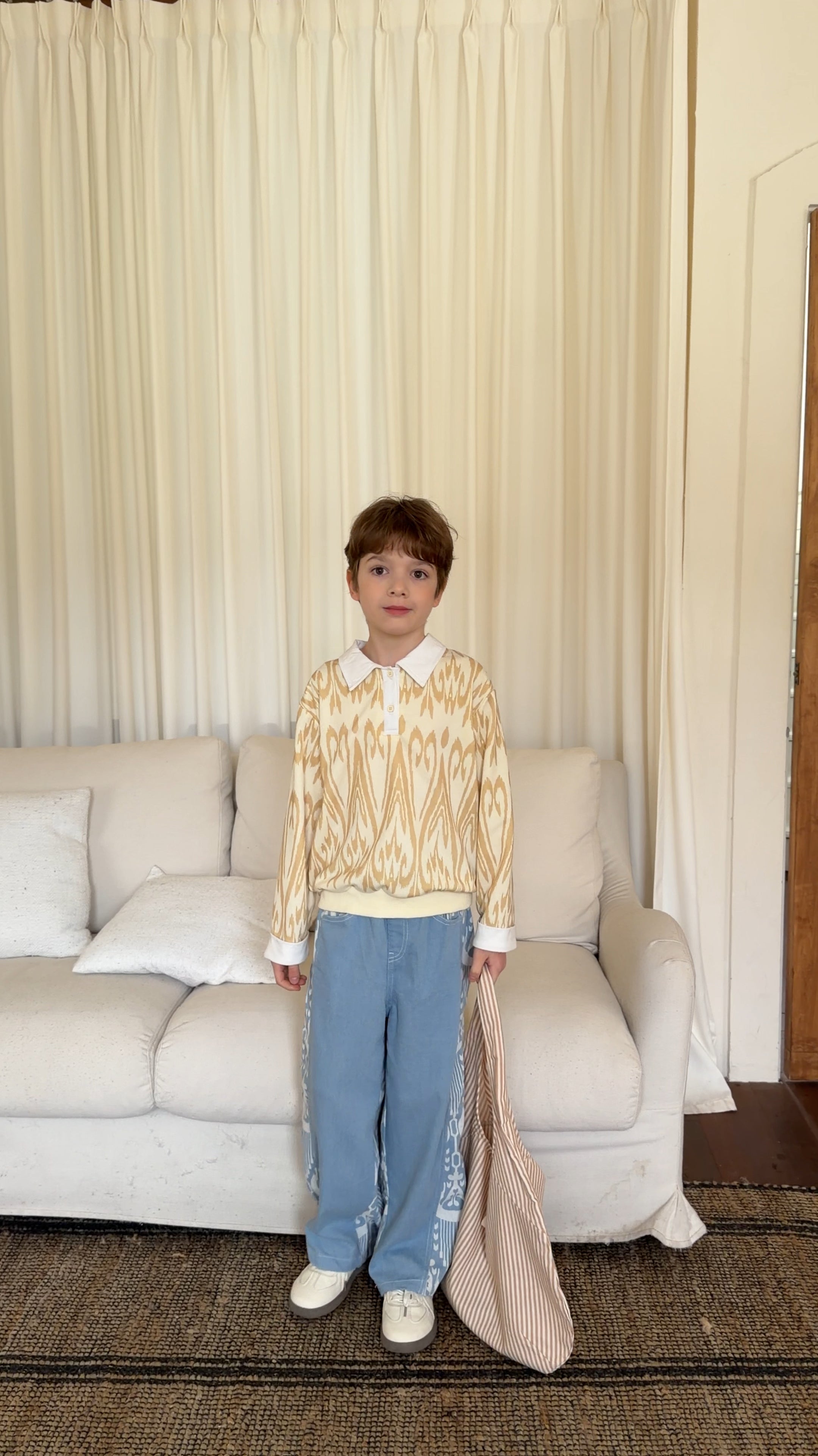 Kids Cotton Ikat Shirt – Unisex Boys & Girls Spring Summer Top