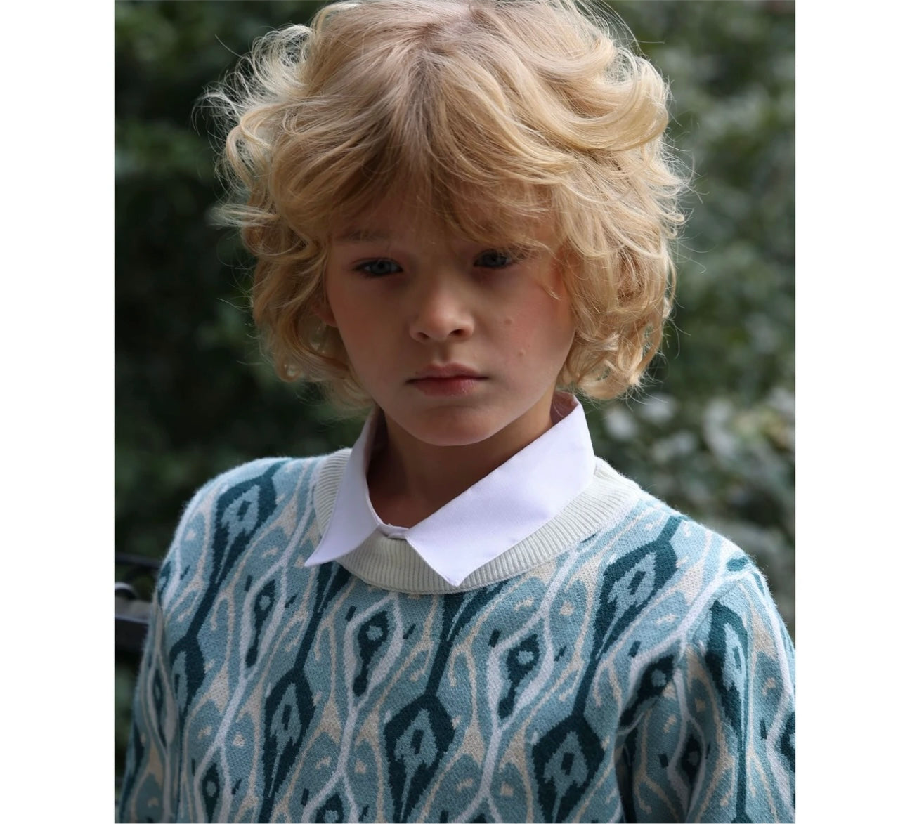 Vintage Atlas Pattern Boys’ Long Sleeve Pullover – Fall/Winter Style