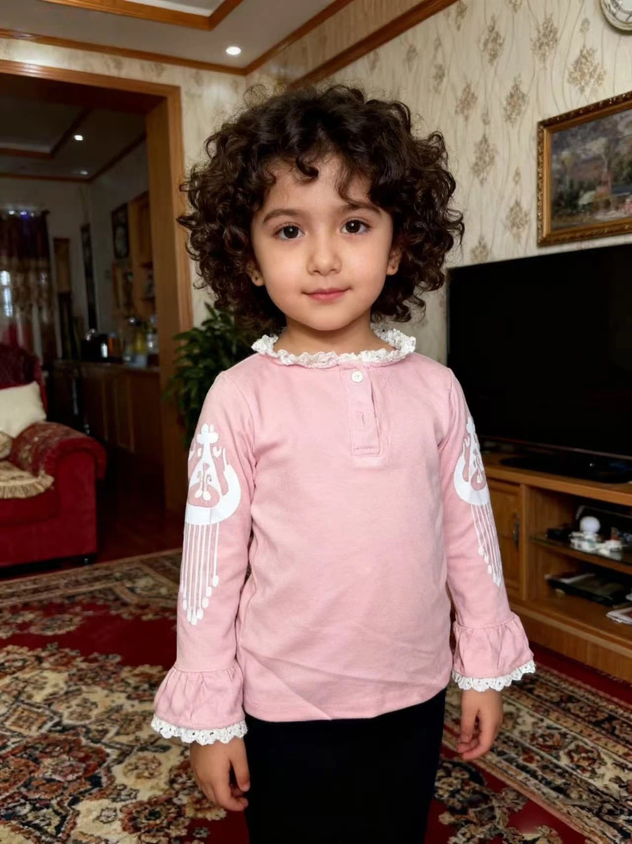 Atlas Cotton Top – Long Sleeve Ruffle Shirt for Girls