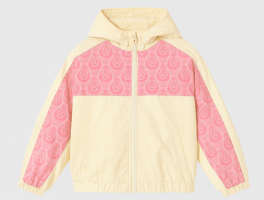 Pink & White Ikat Windbreaker Jacket
