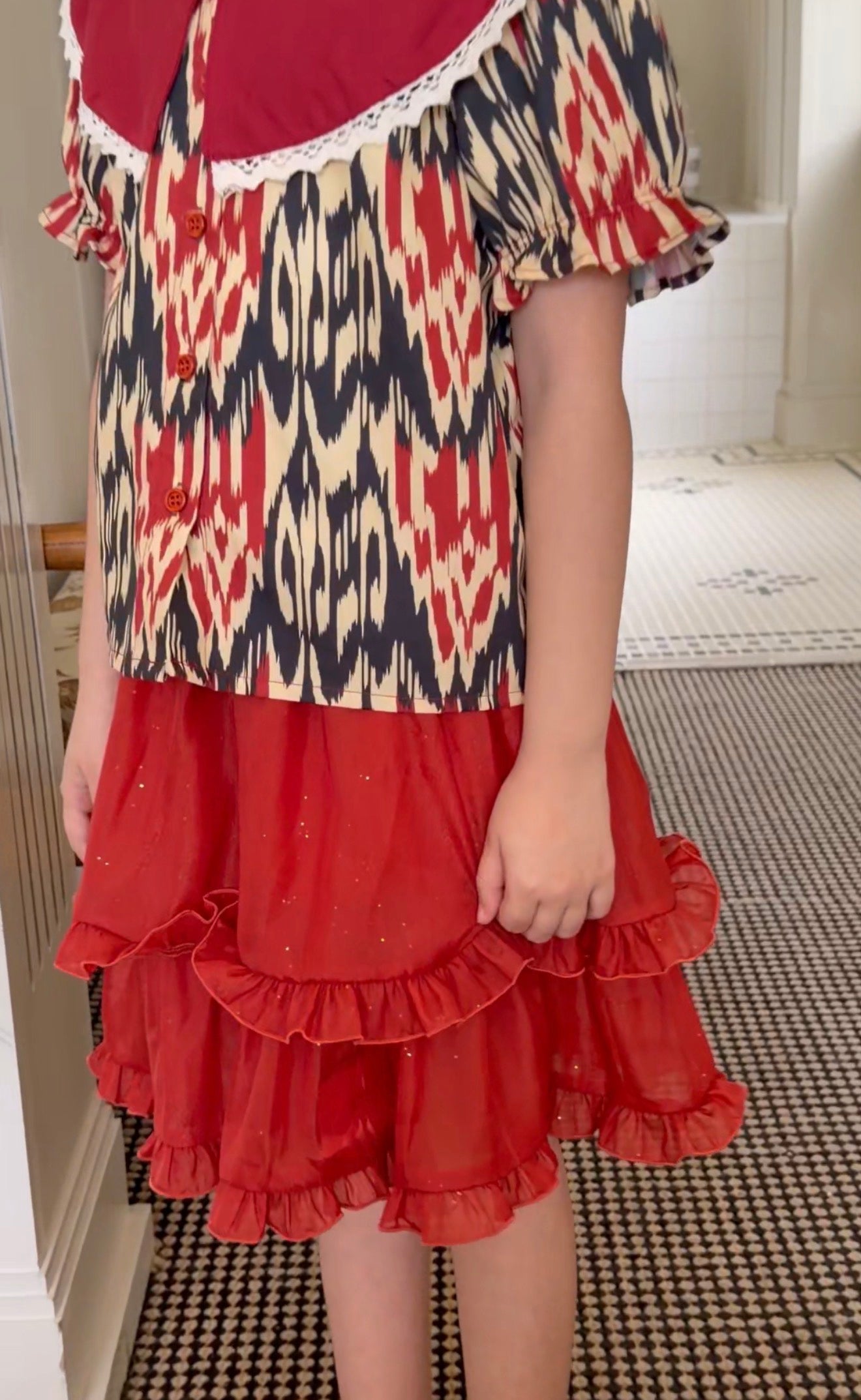 Atlas Ikat Two-Piece Set – Vintage Red Edition