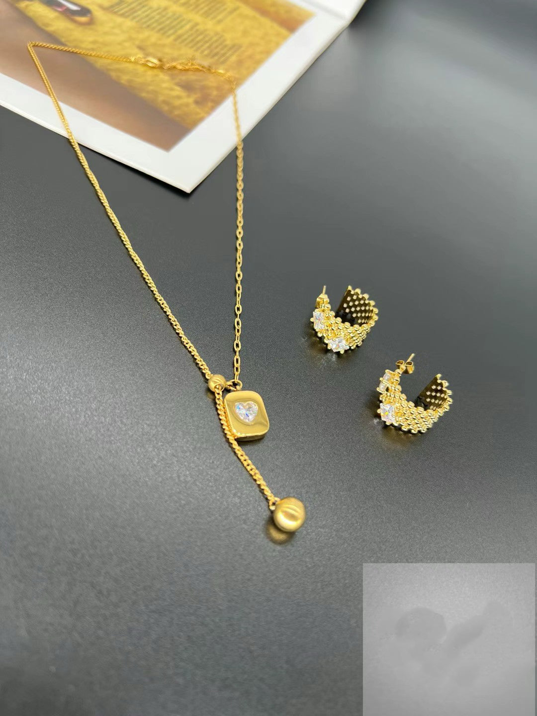 Gold Color Stainless Steel Fringe Necklace – Statement Beaded Design(42)