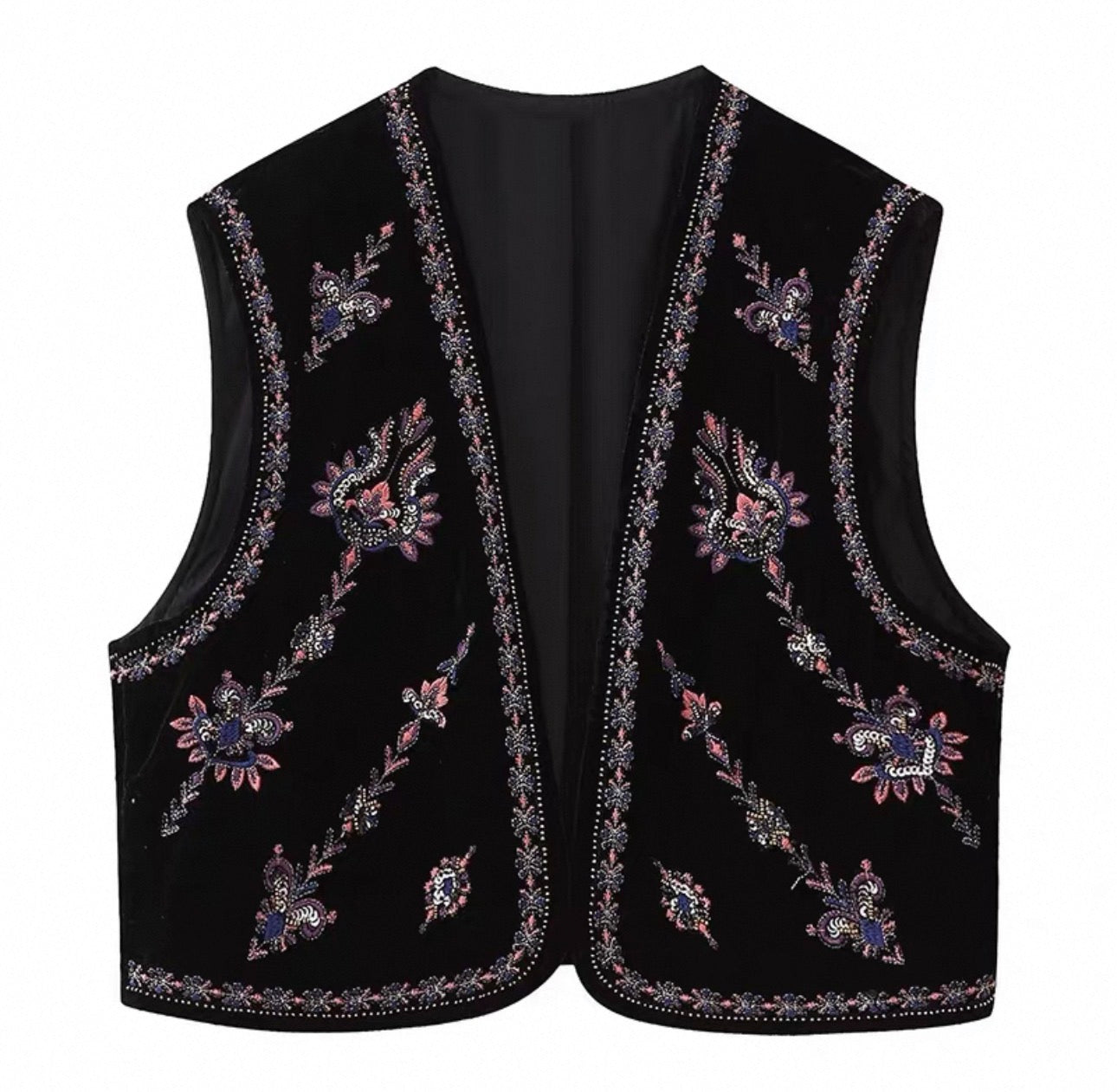 Embroidered Beaded Vest – Ethnic Vintage Style (One Size) 11