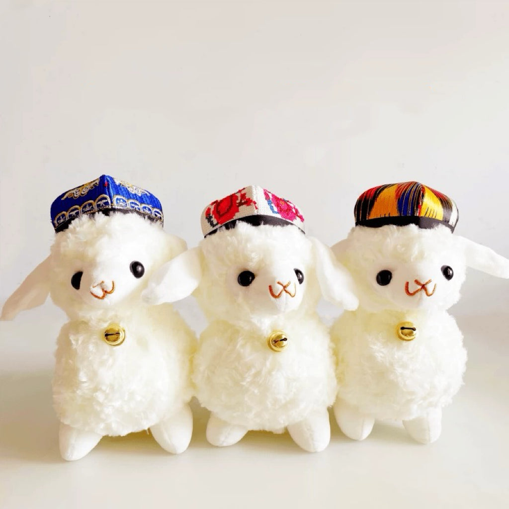 Cute traditional Hat Plush Lamb – 23cm Soft Stuffed Toy with Ethnic Cap(Random)
