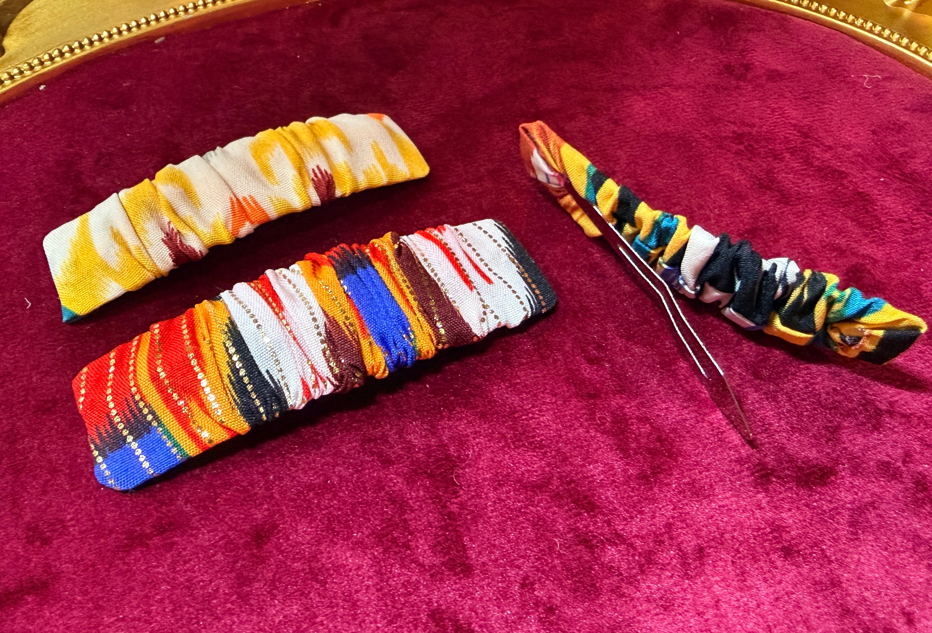 Handmade Atlas Ikat Hair Clips – Set of 2 (Random Colors)