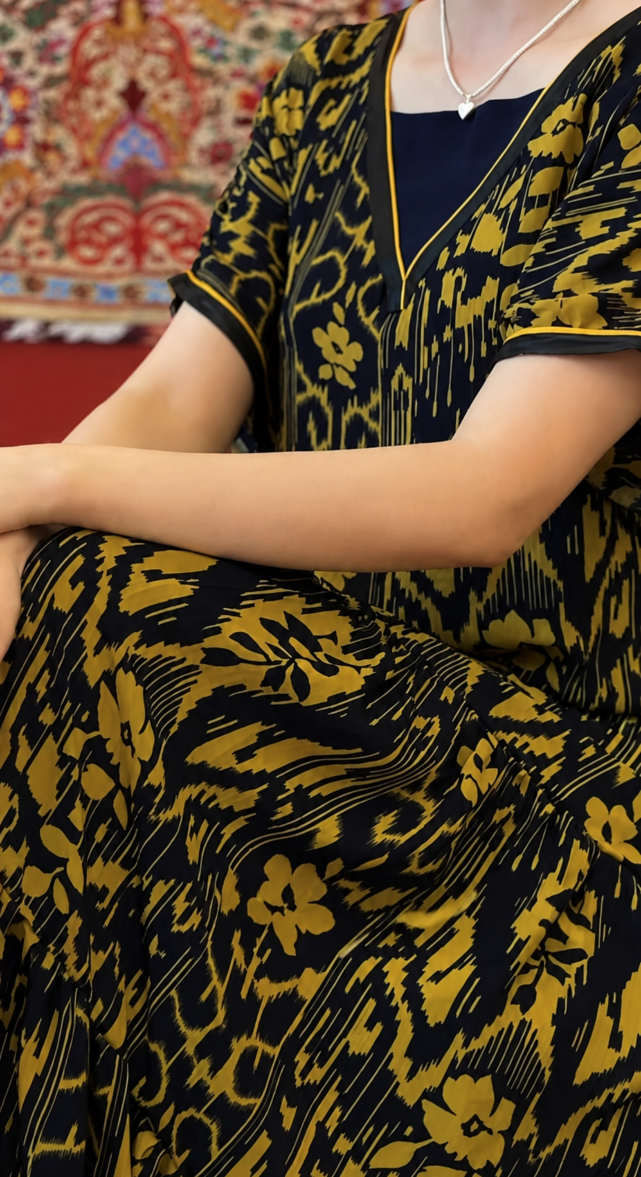Olive Atlas Chiffon Kaftan Dress