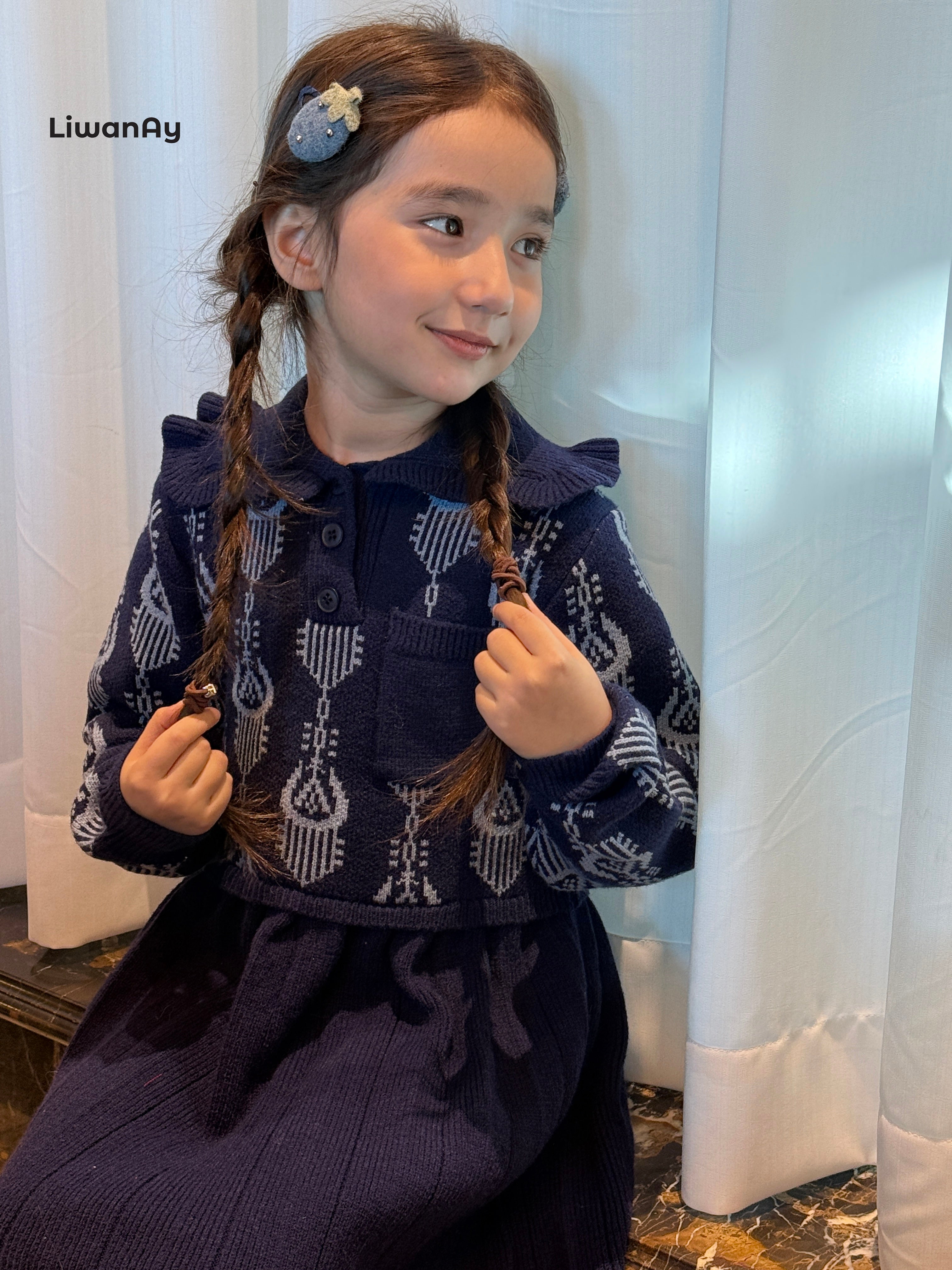 Atlas Knit Long Sleeve Dress for Girls