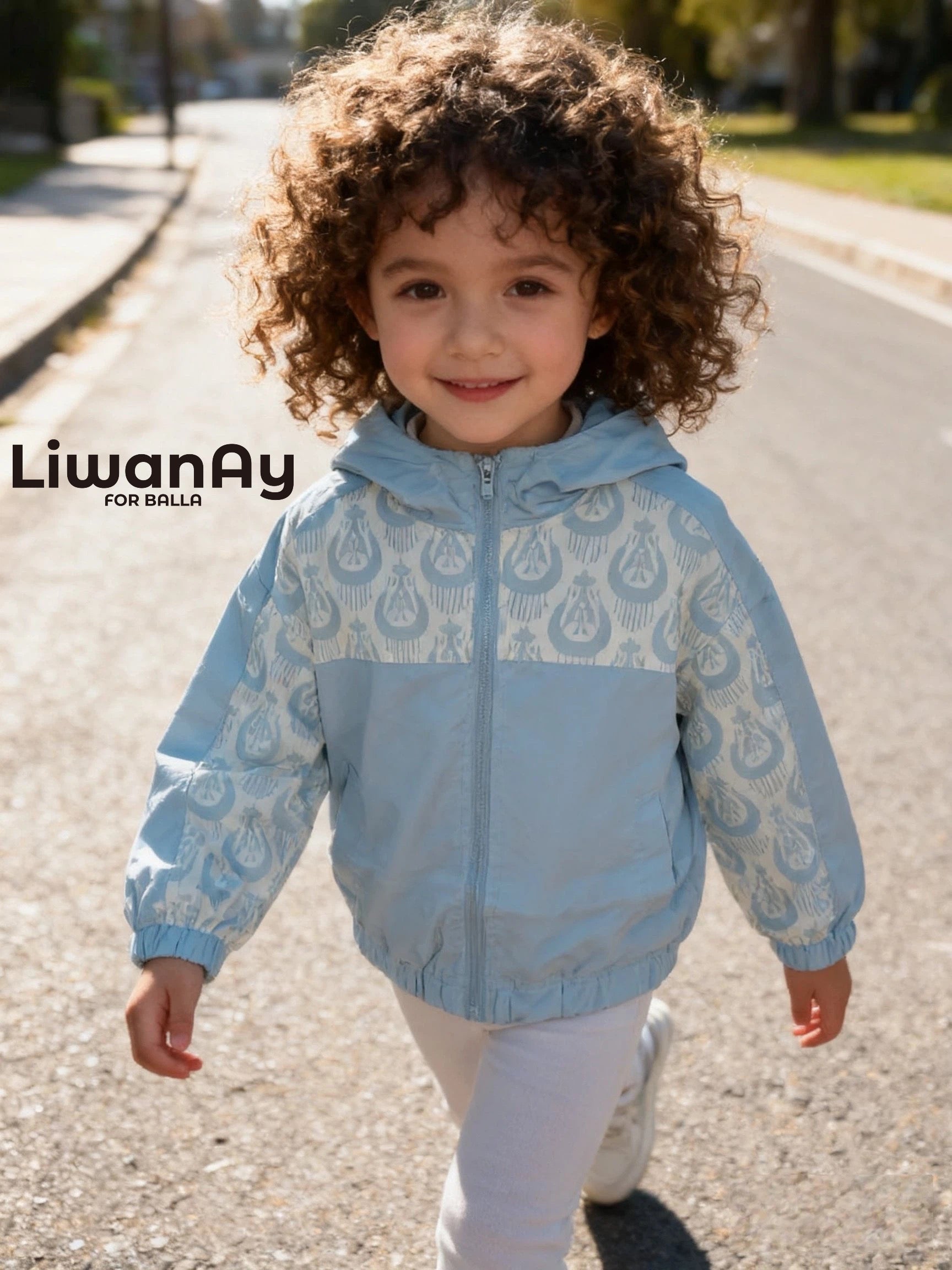 Blue Ikat Windbreaker Jacket