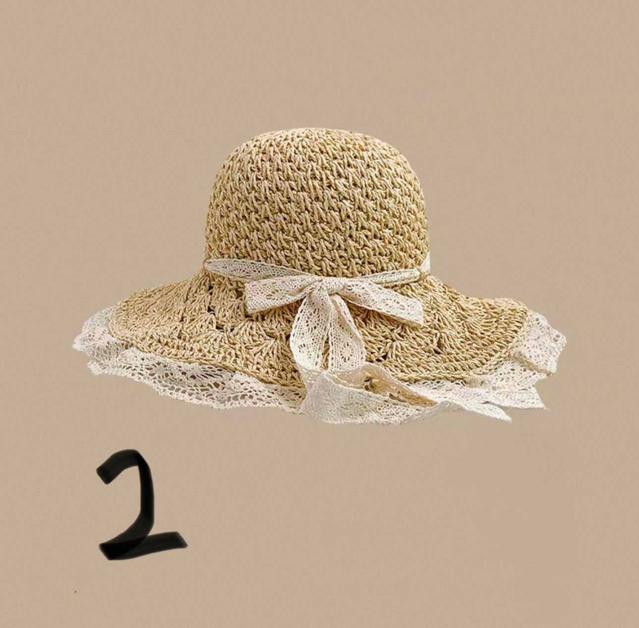 girls’ Woven Straw Sun Hat – Cute Summer Beach Style (Size 56-58cm)