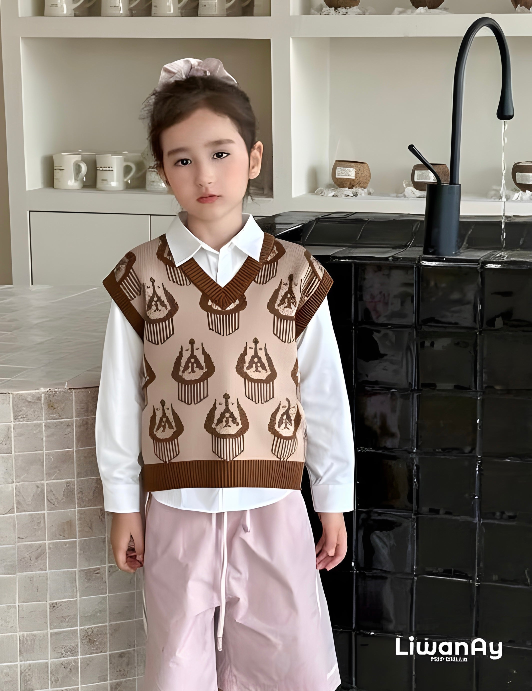 Brown Ikat Knit Vest