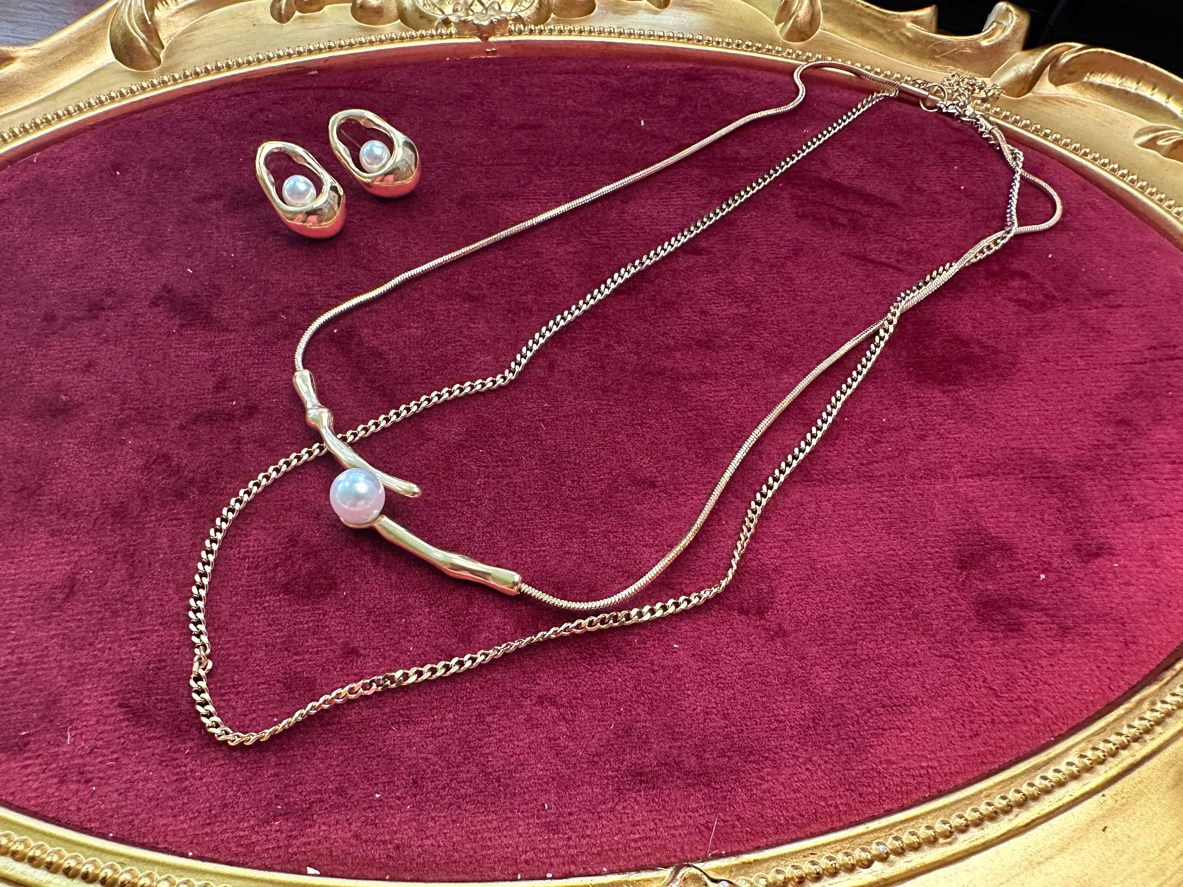 Gold Color Stainless Steel Fringe Necklace – Statement Beaded Design（48）