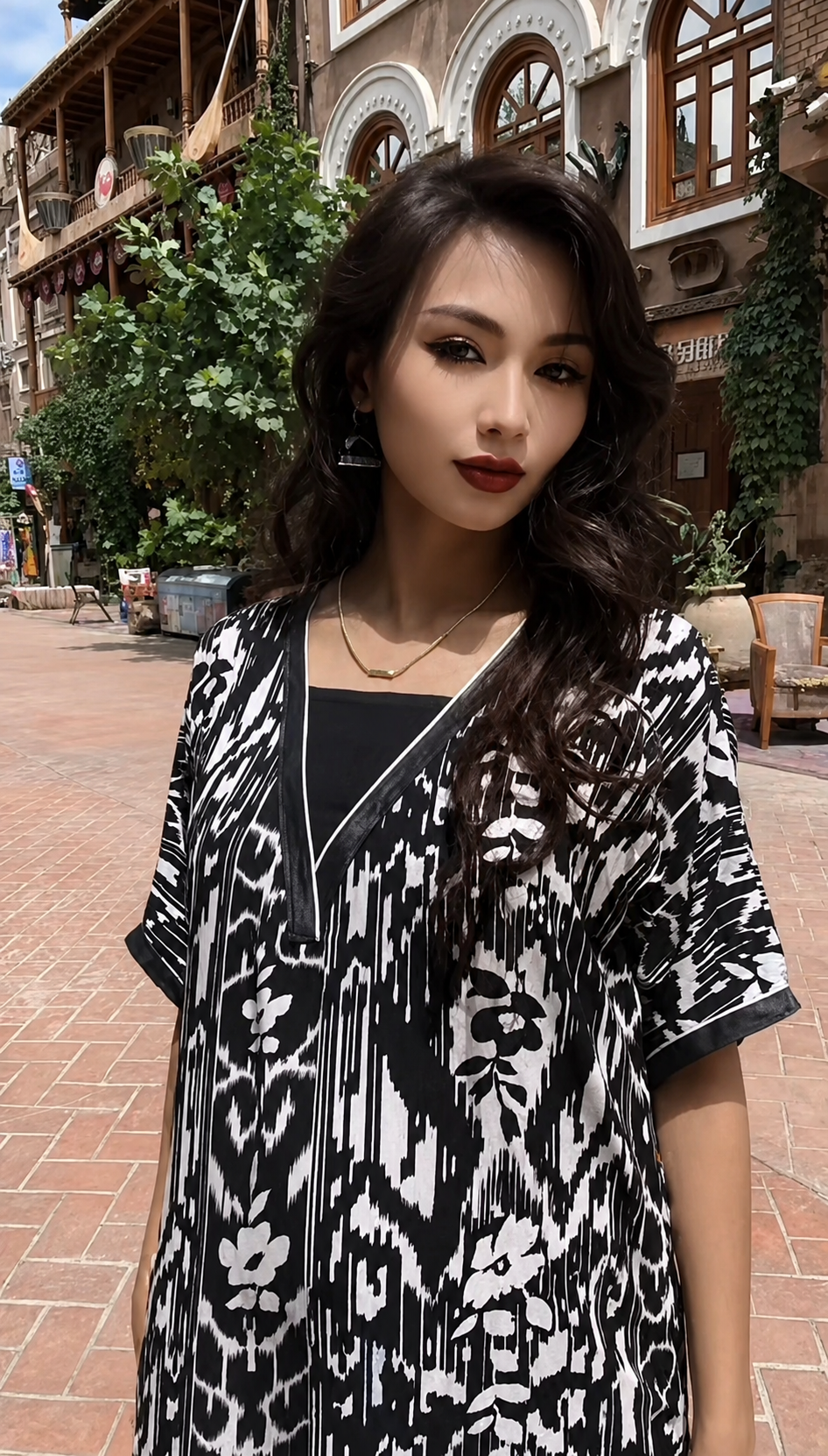 Midnight Atlas Chiffon Kaftan Dress