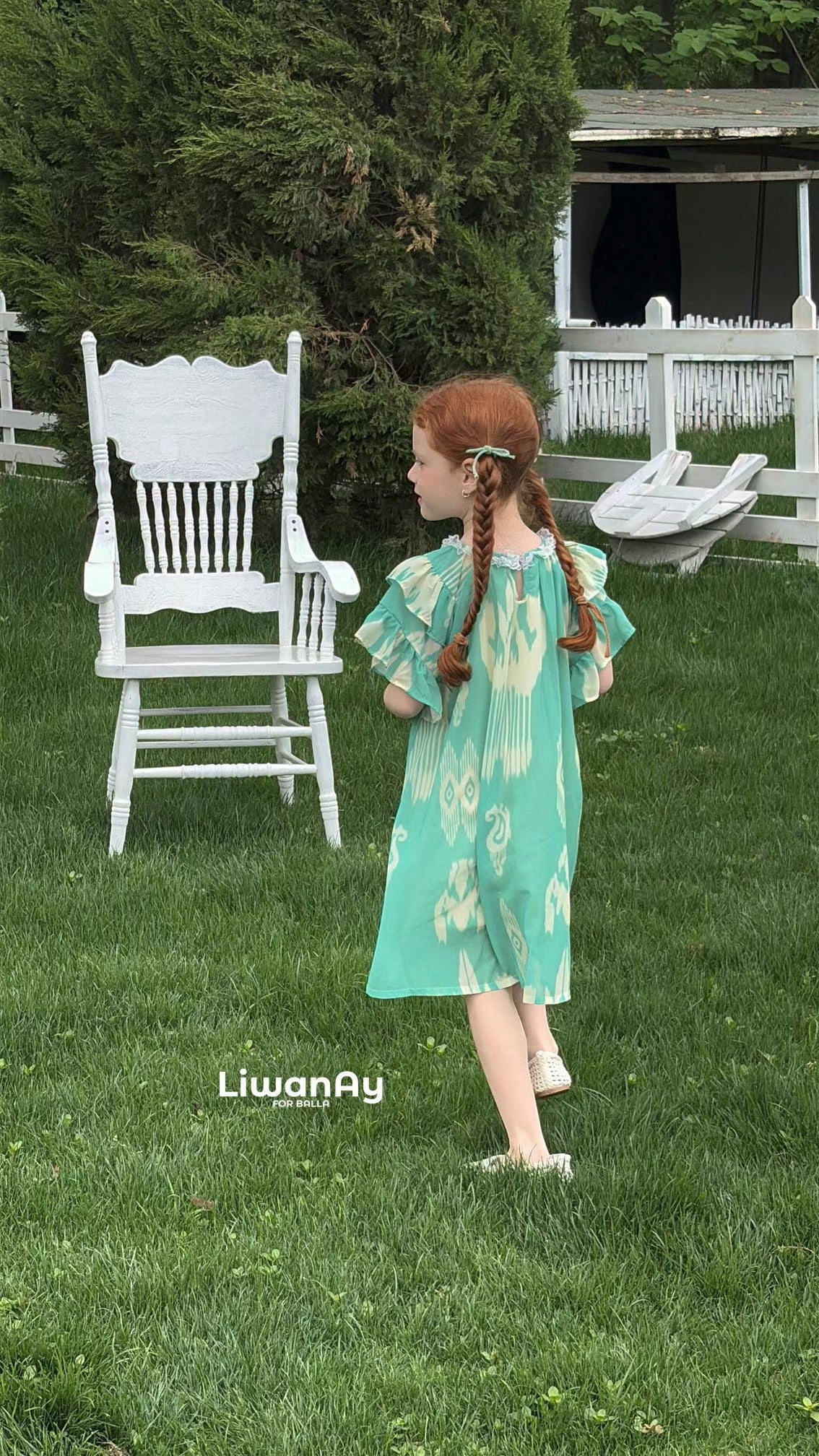 Mint Green Flutter Sleeve Ikat Dress – Liwanay Kids