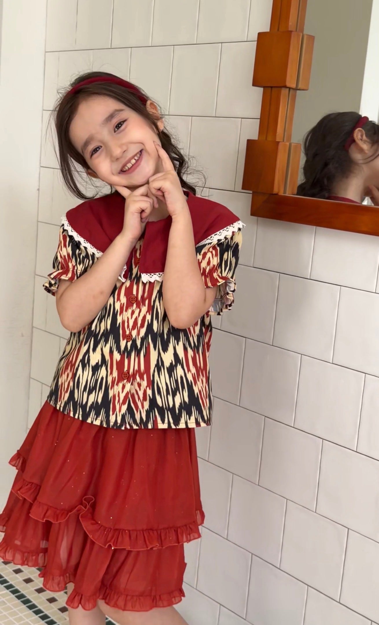 Atlas Ikat Two-Piece Set – Vintage Red Edition