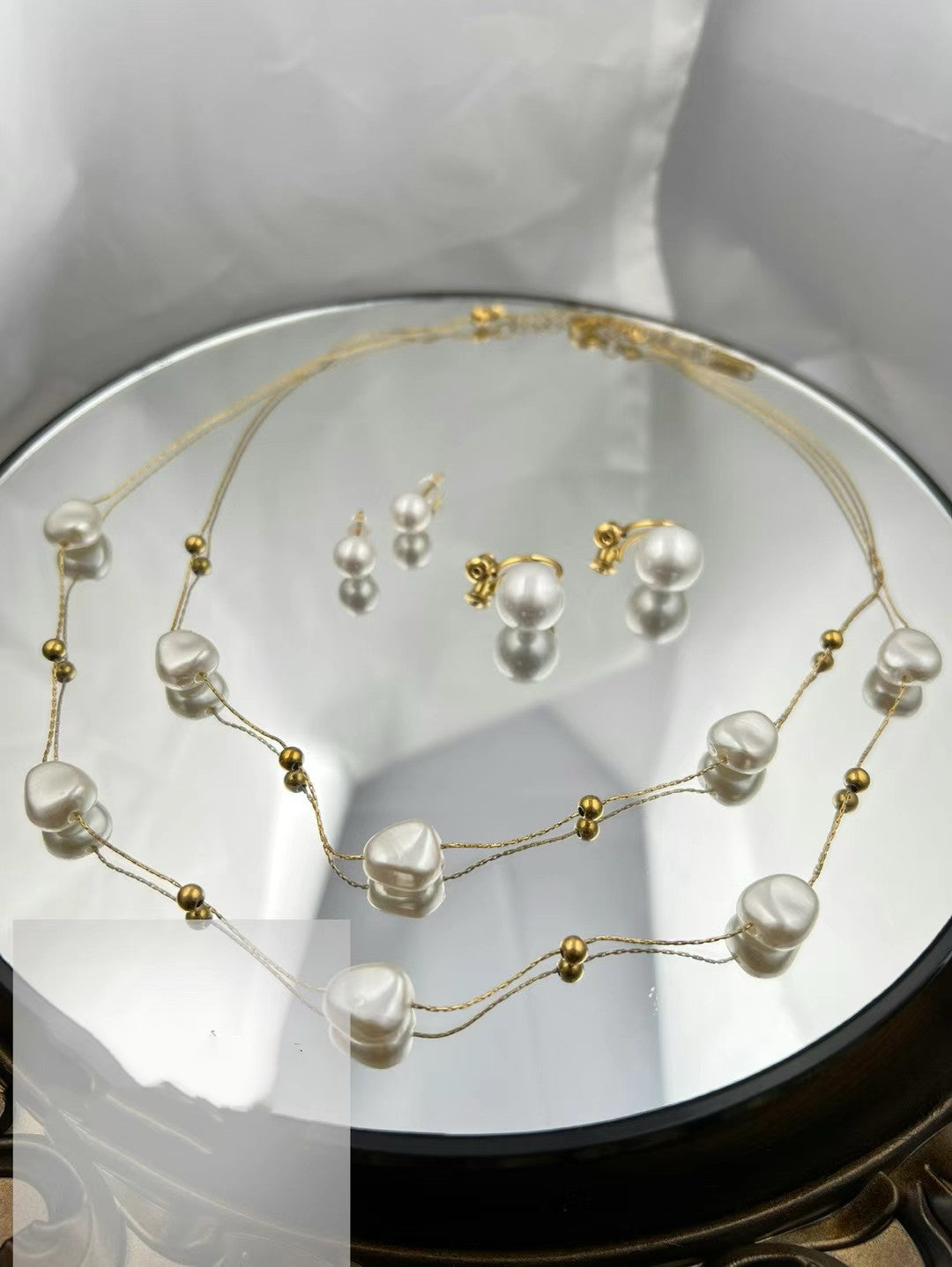 Gold Color Stainless Steel Fringe Necklace – Statement Beaded Design(37)