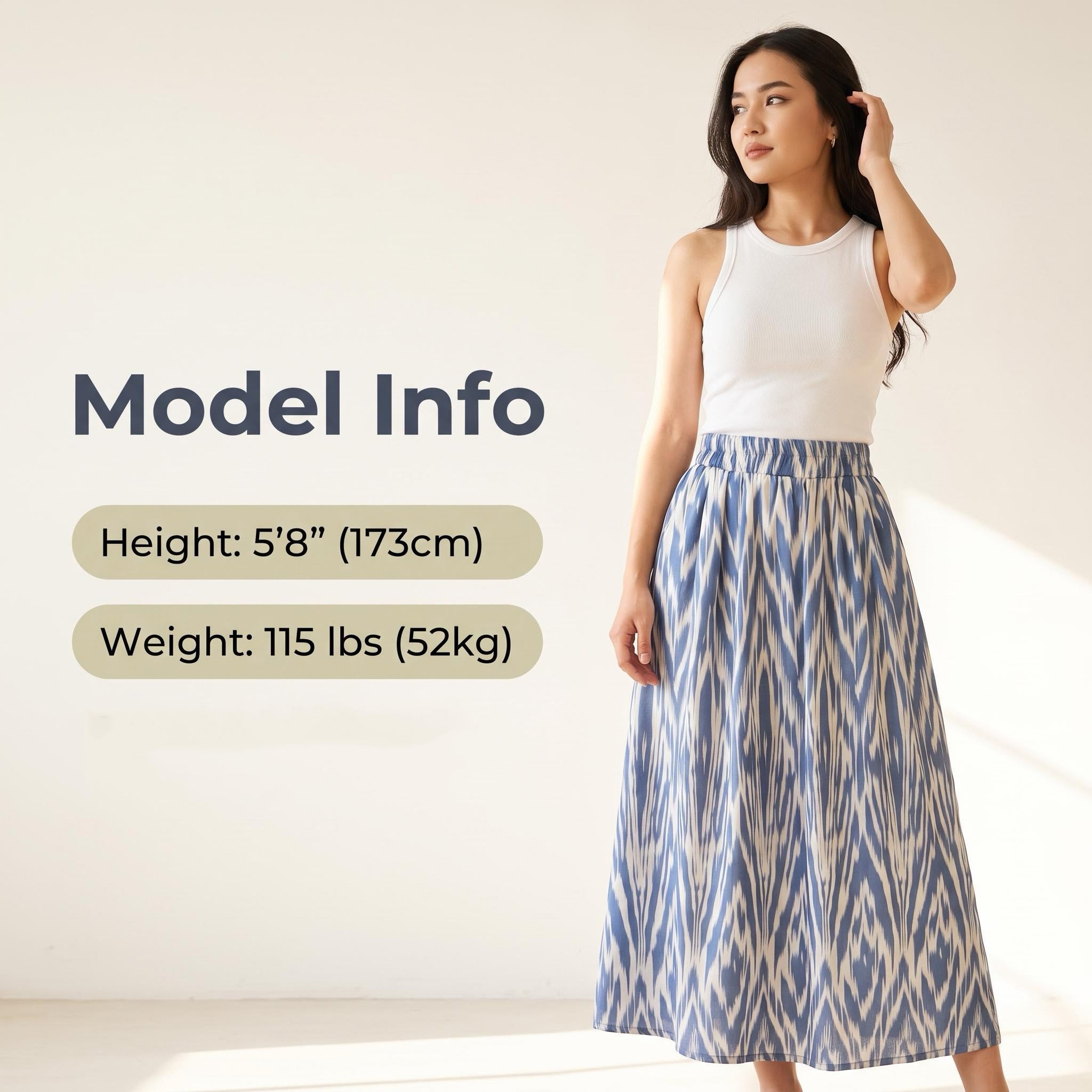 Women's Ikat Linen Maxi Skirt – 100% Linen Heritage A-Line Skirt(One Size)