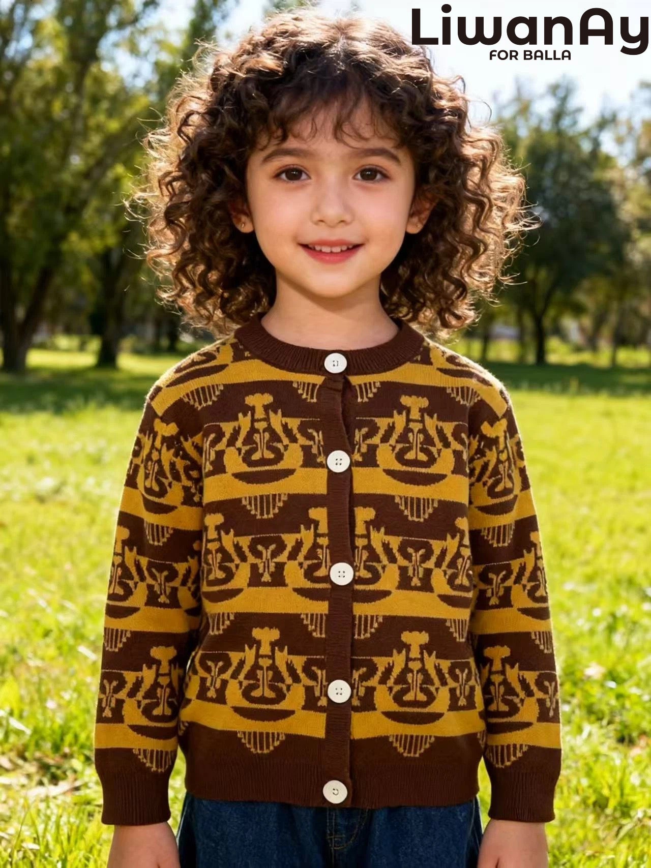 Atlas Knit Cardigan – Cultural Pattern Sweater for Kids